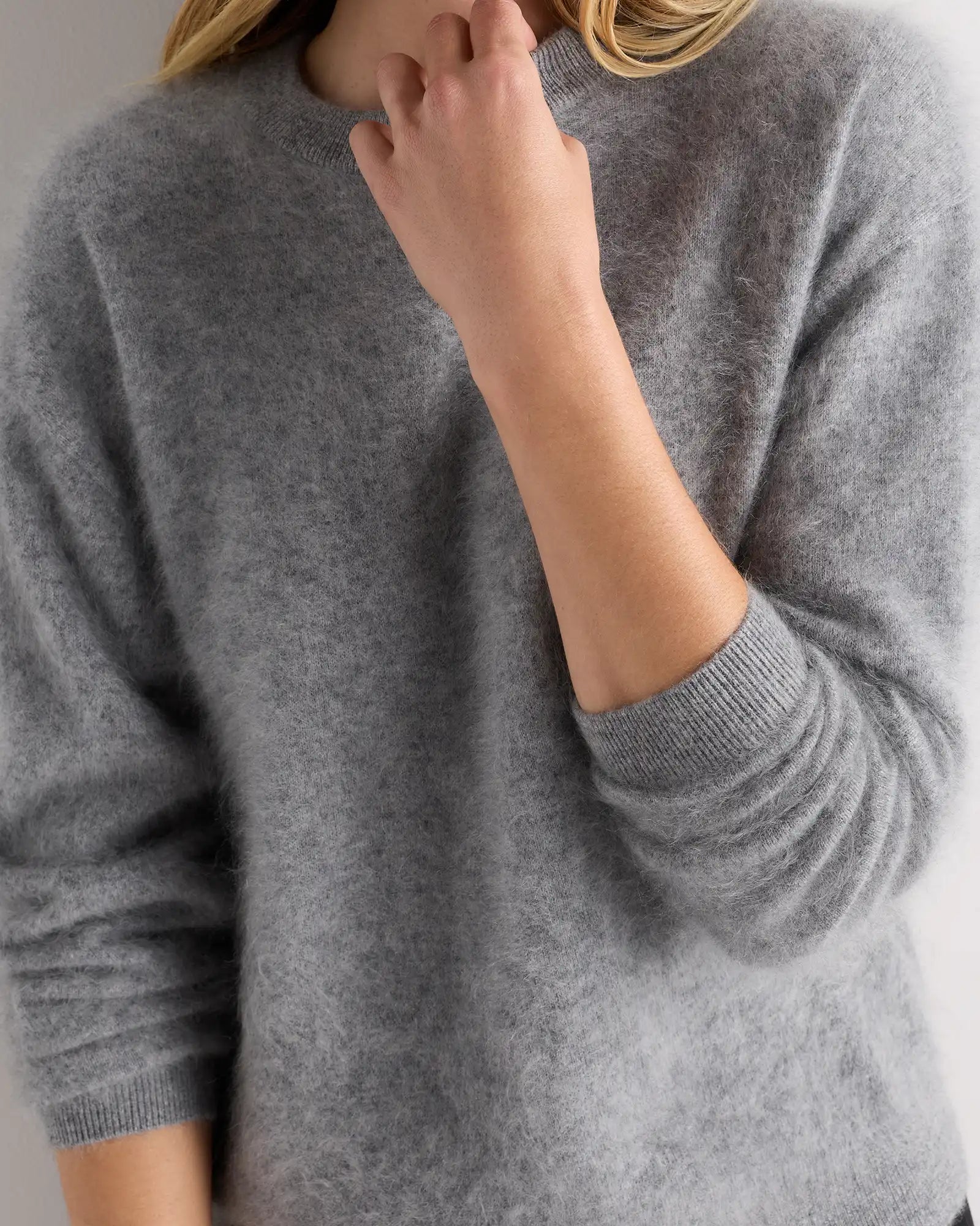 Brushed Cashmere Oversized Crewneck Sweater
