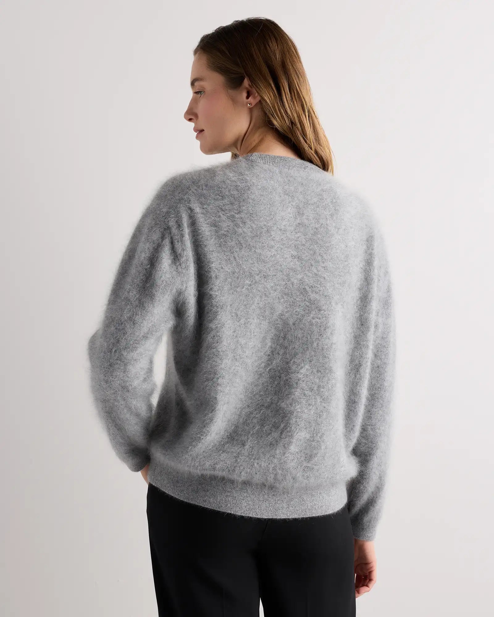 Brushed Cashmere Oversized Crewneck Sweater
