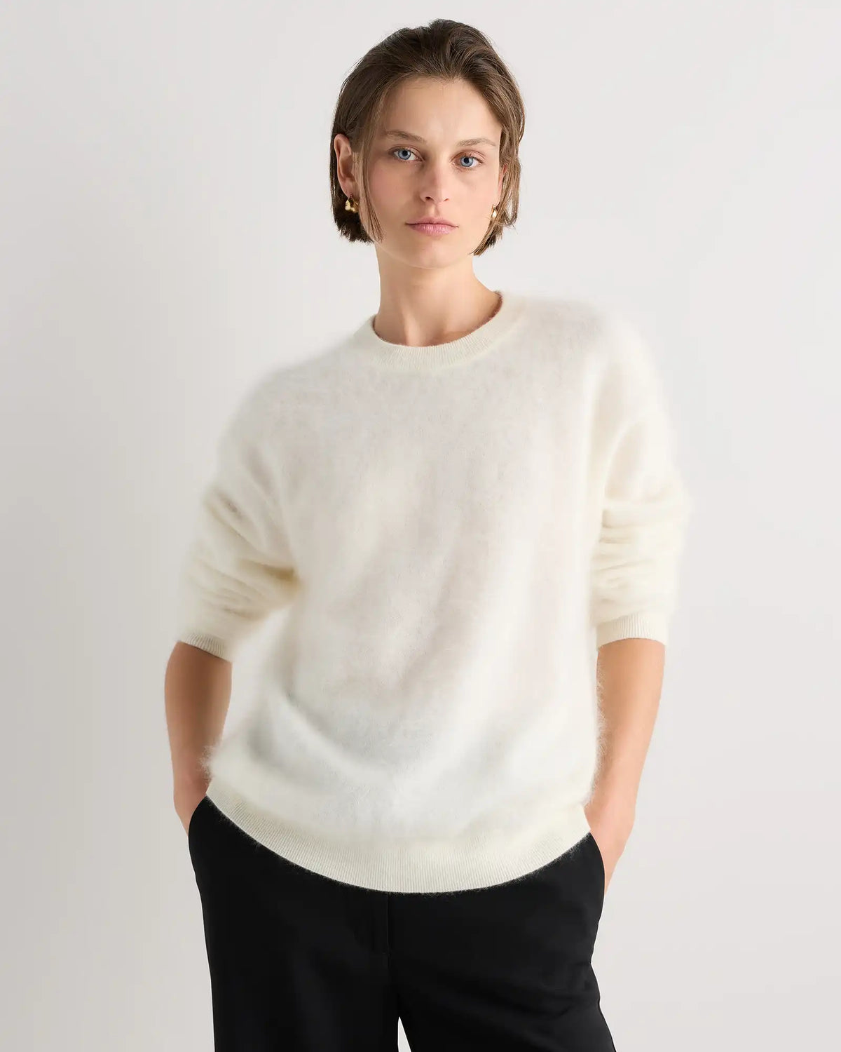 Brushed Cashmere Oversized Crewneck Sweater