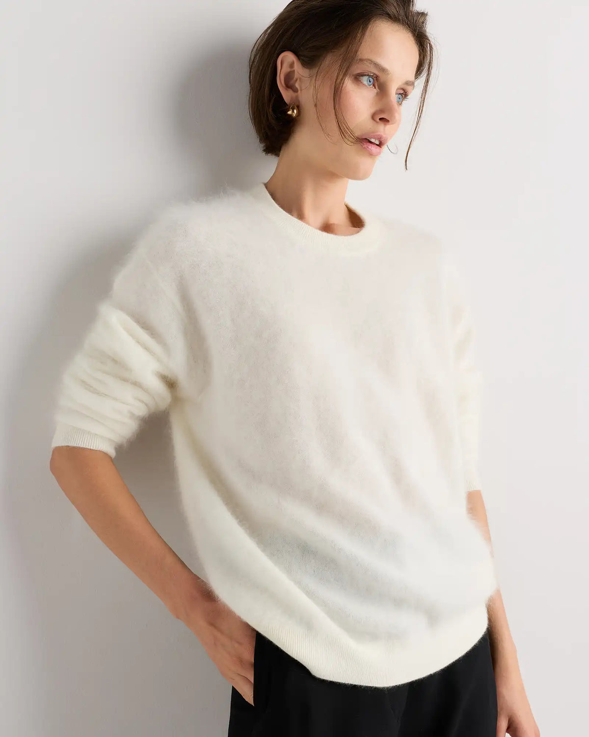 Brushed Cashmere Oversized Crewneck Sweater