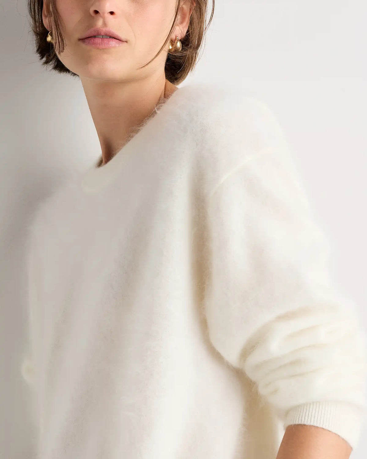 Brushed Cashmere Oversized Crewneck Sweater