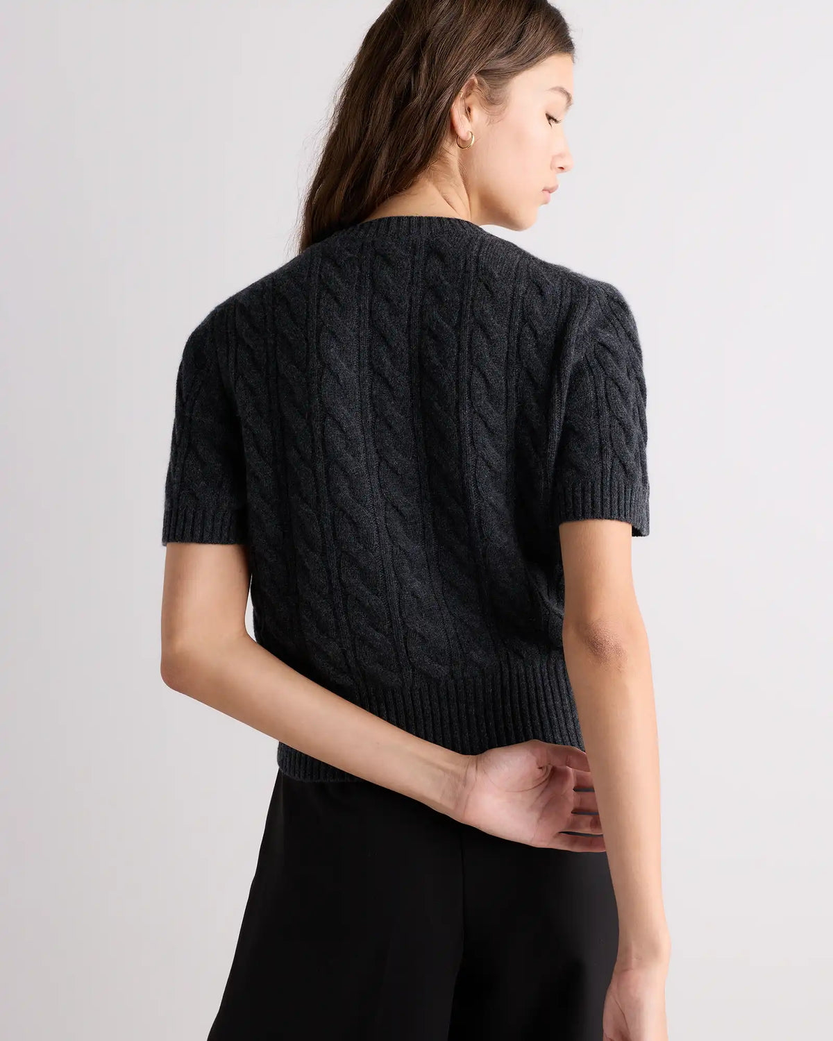 Mongolian Cashmere Shrunken Cable Tee
