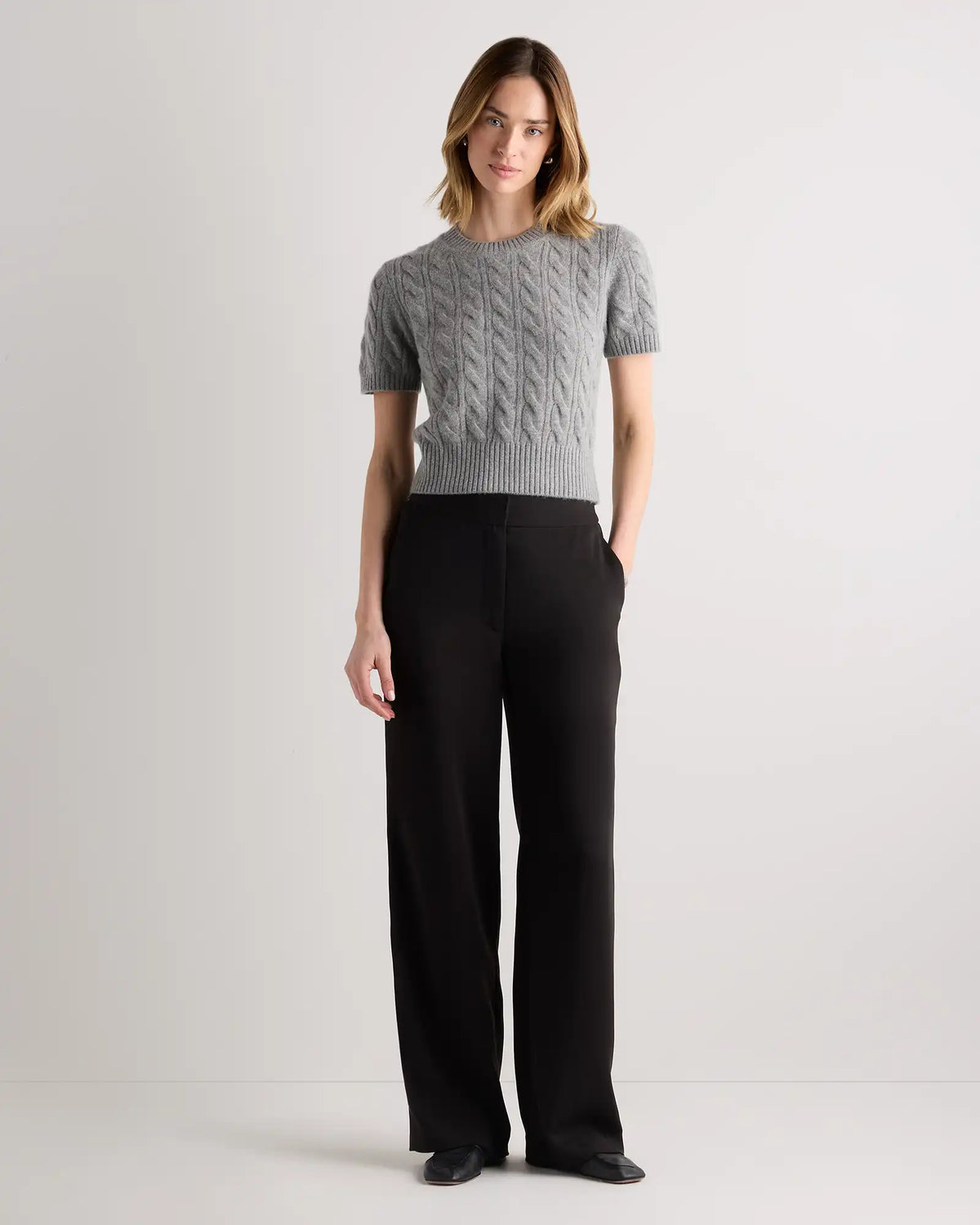 Mongolian Cashmere Shrunken Cable Tee