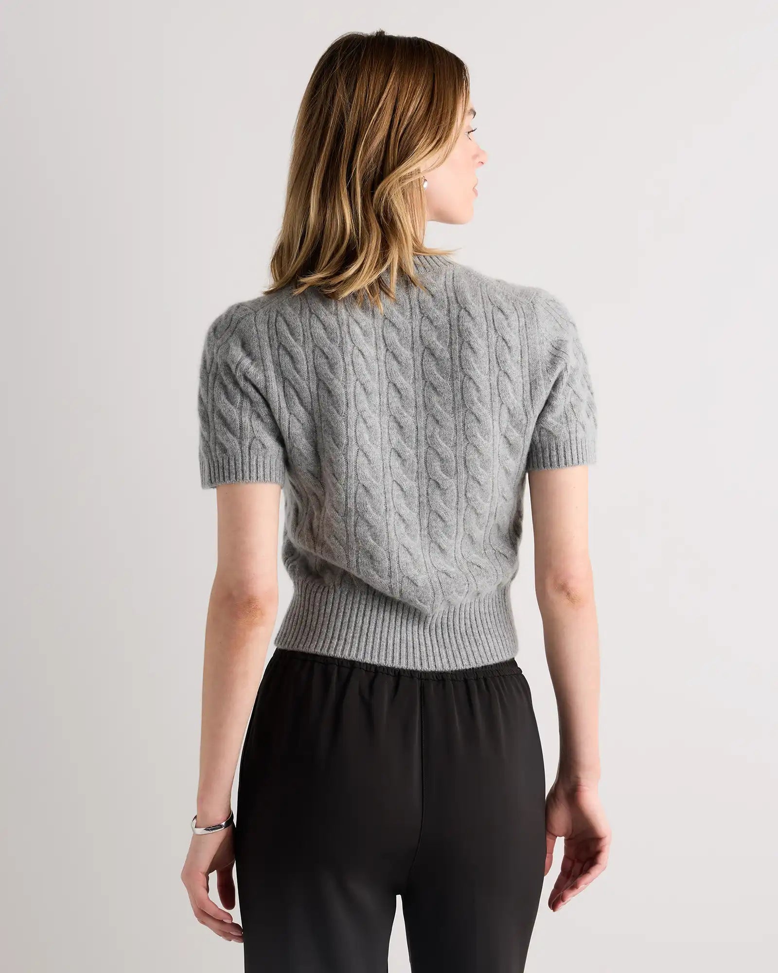 Mongolian Cashmere Shrunken Cable Tee