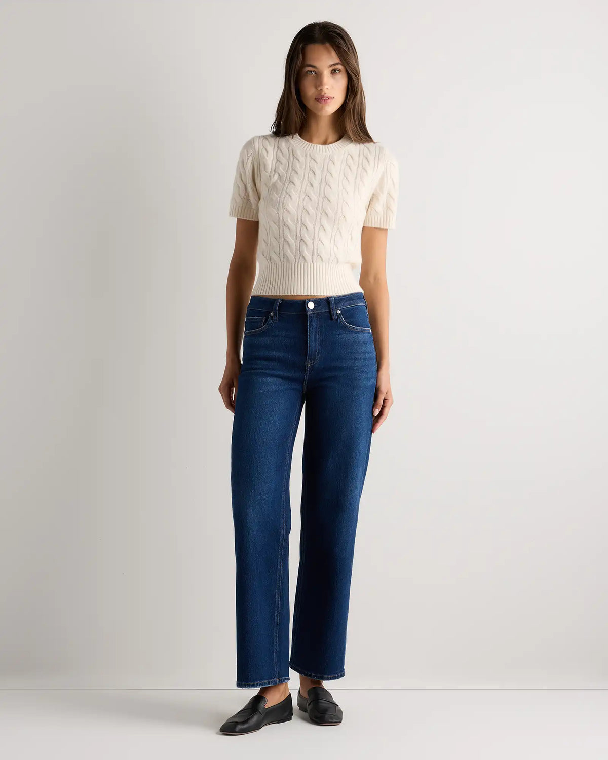 Mongolian Cashmere Shrunken Cable Tee