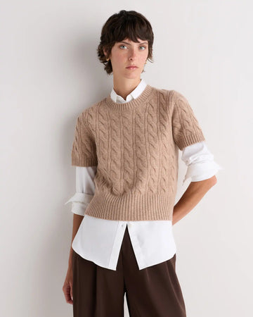 Mongolian Cashmere Shrunken Cable Tee