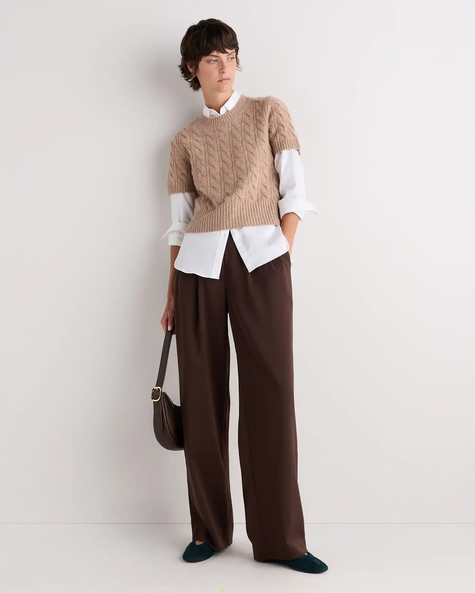 Mongolian Cashmere Shrunken Cable Tee