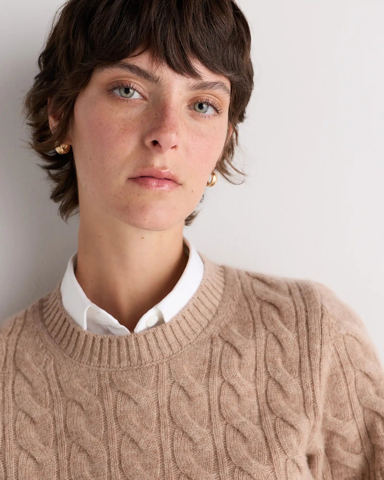 Mongolian Cashmere Shrunken Cable Tee