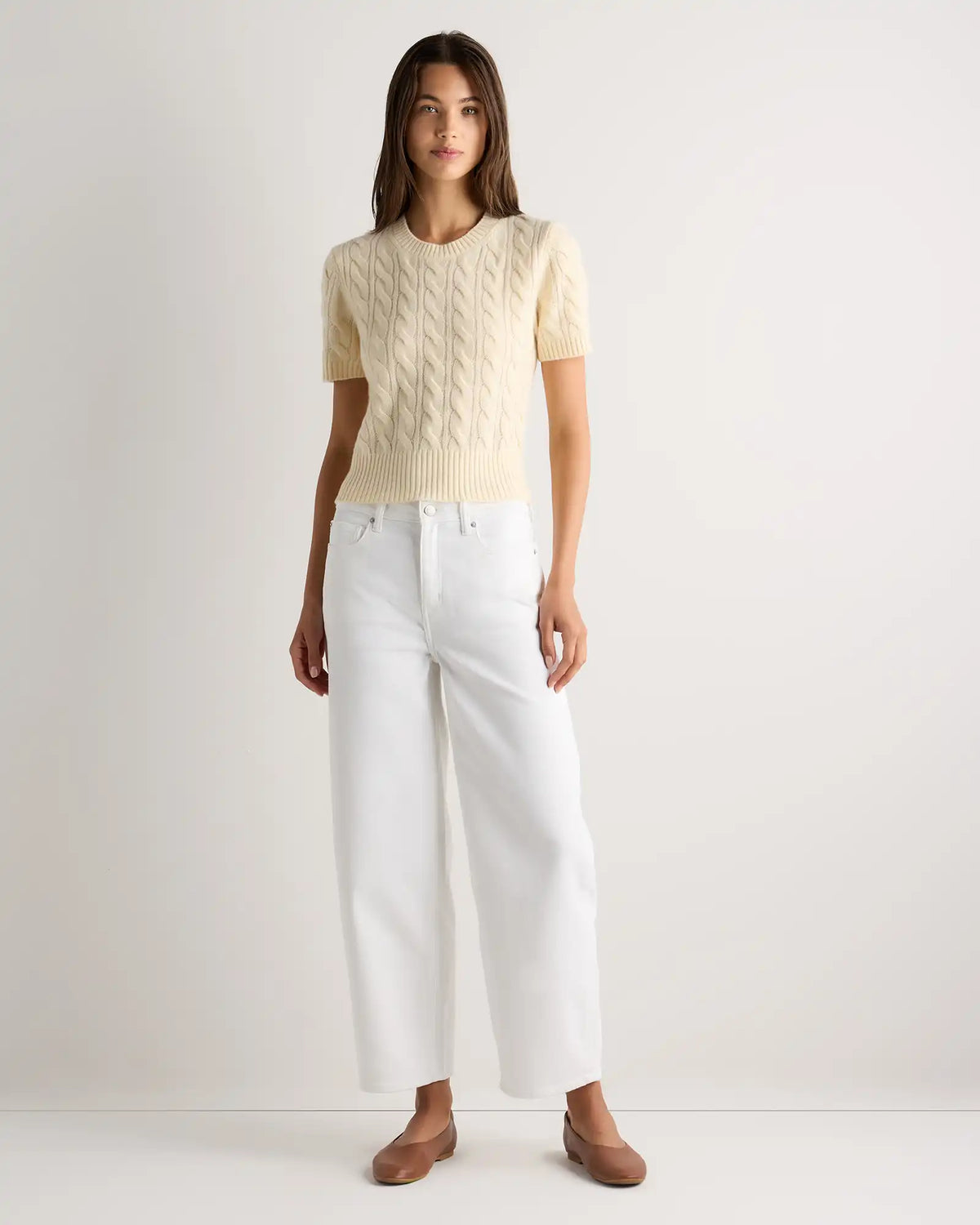 Mongolian Cashmere Shrunken Cable Tee