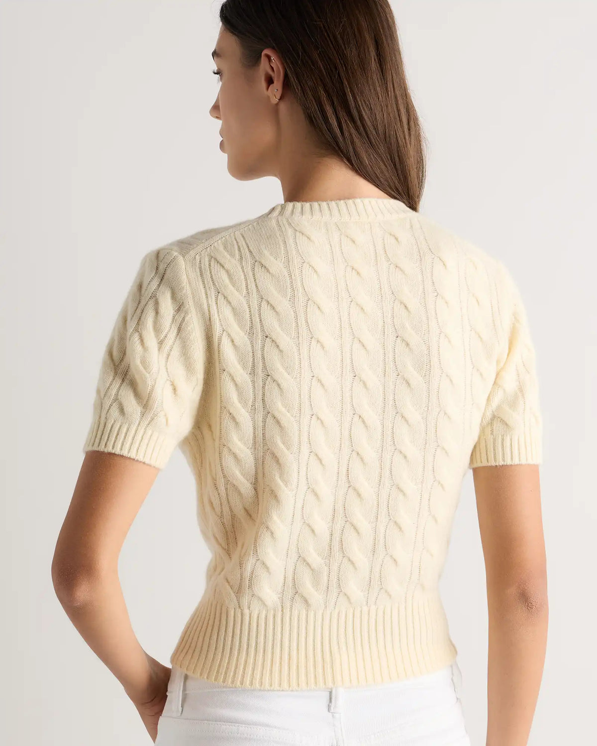 Mongolian Cashmere Shrunken Cable Tee