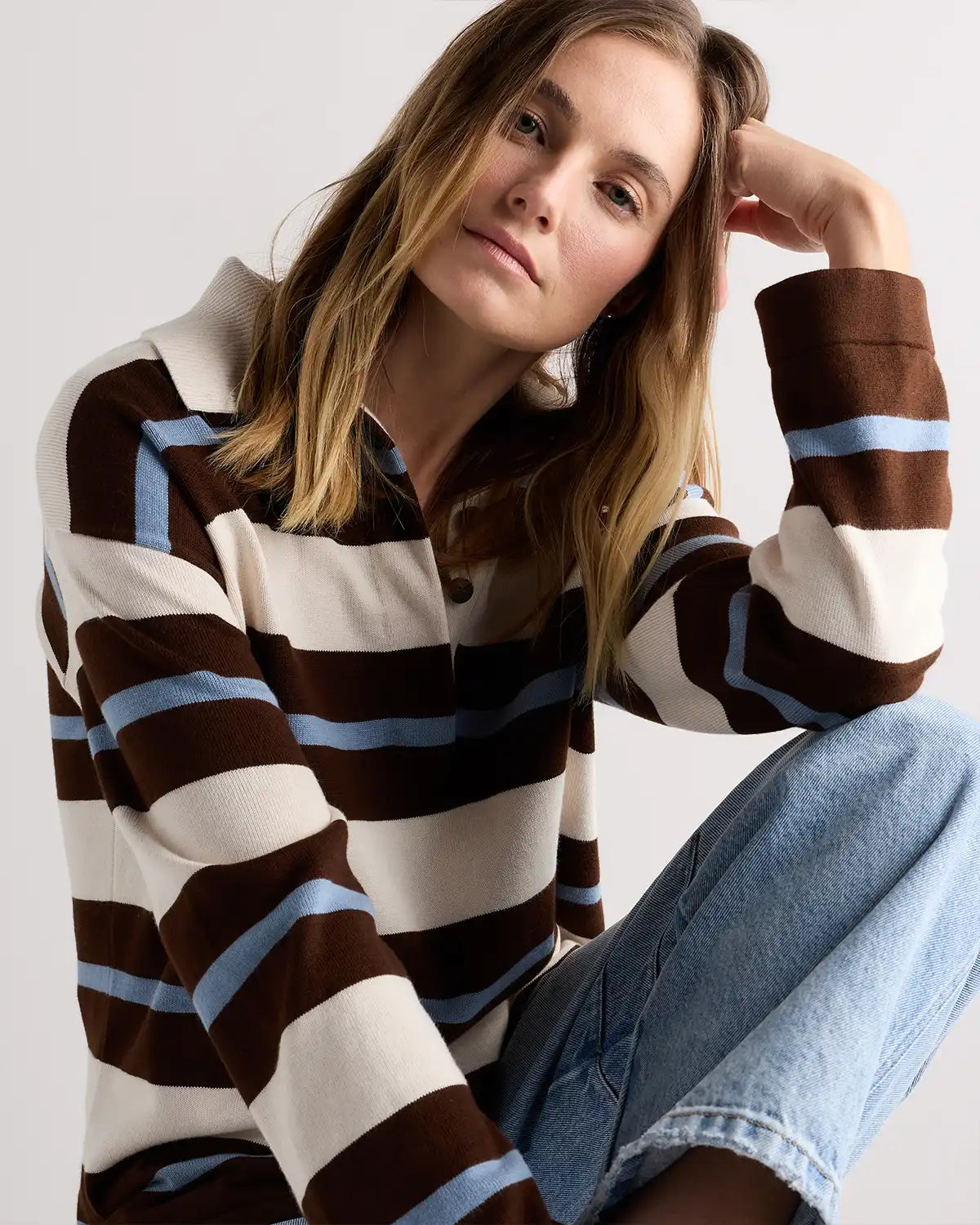 Cotton Cashmere Rugby Polo Sweater