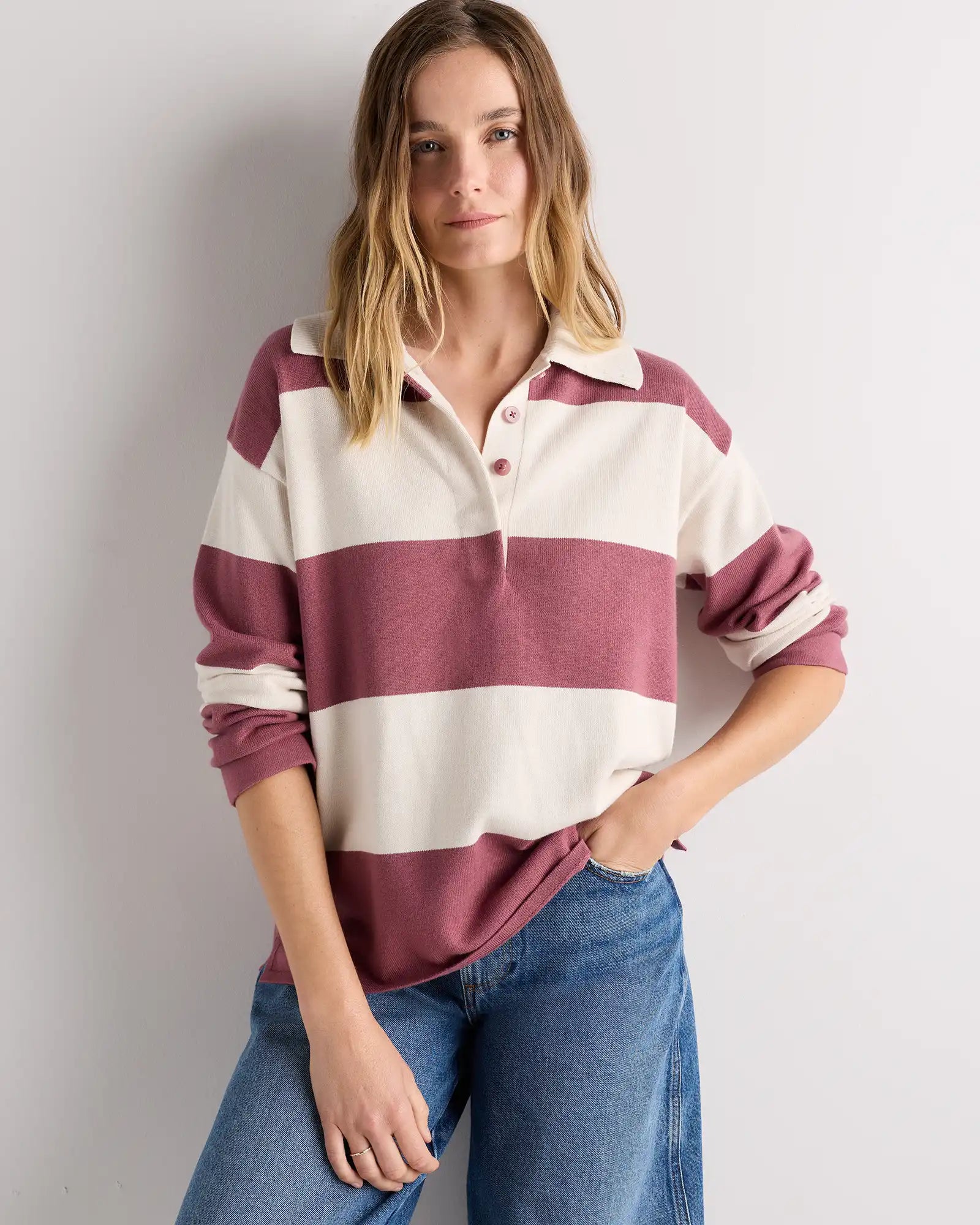 Cotton Cashmere Rugby Polo Sweater