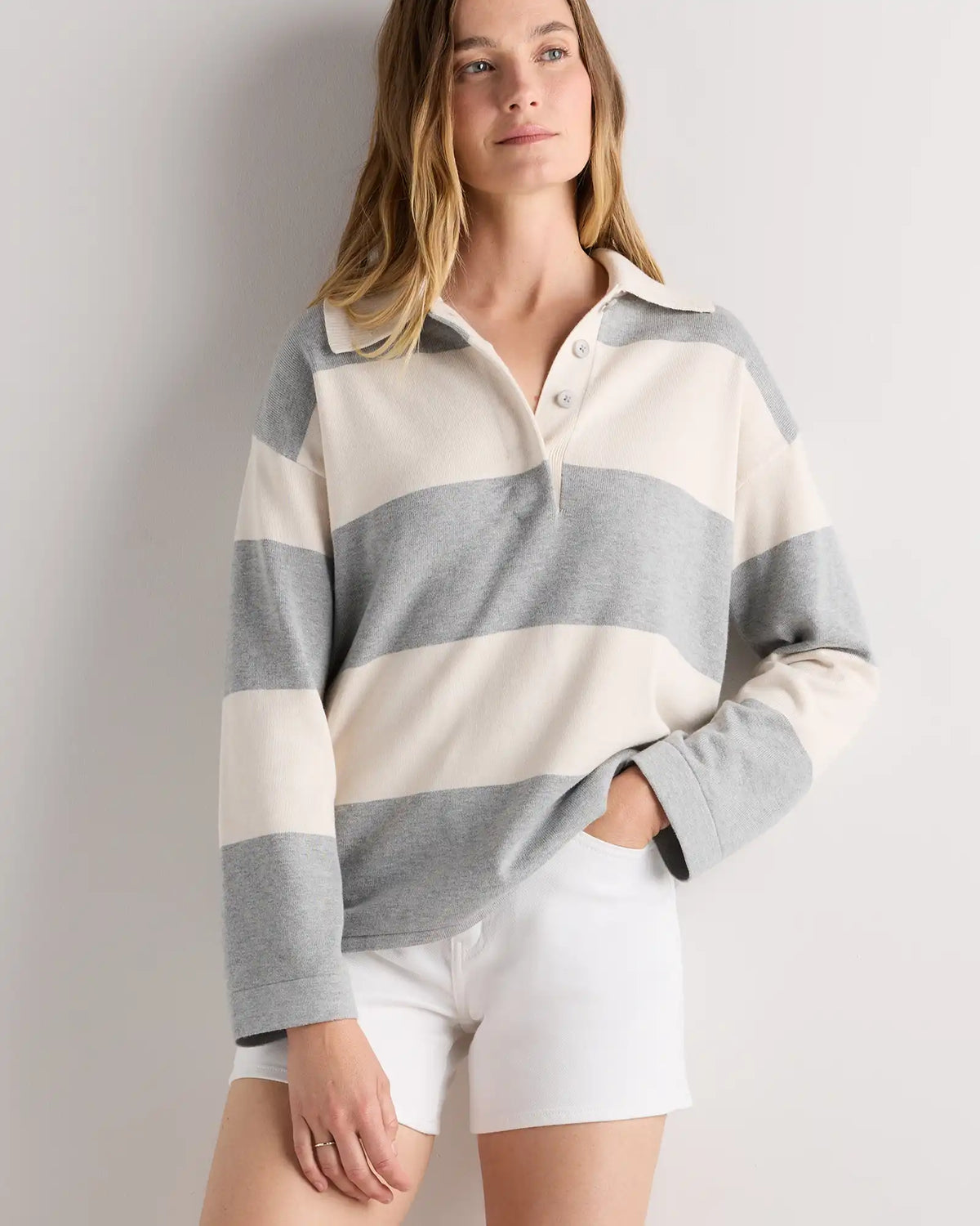 Cotton Cashmere Rugby Polo Sweater