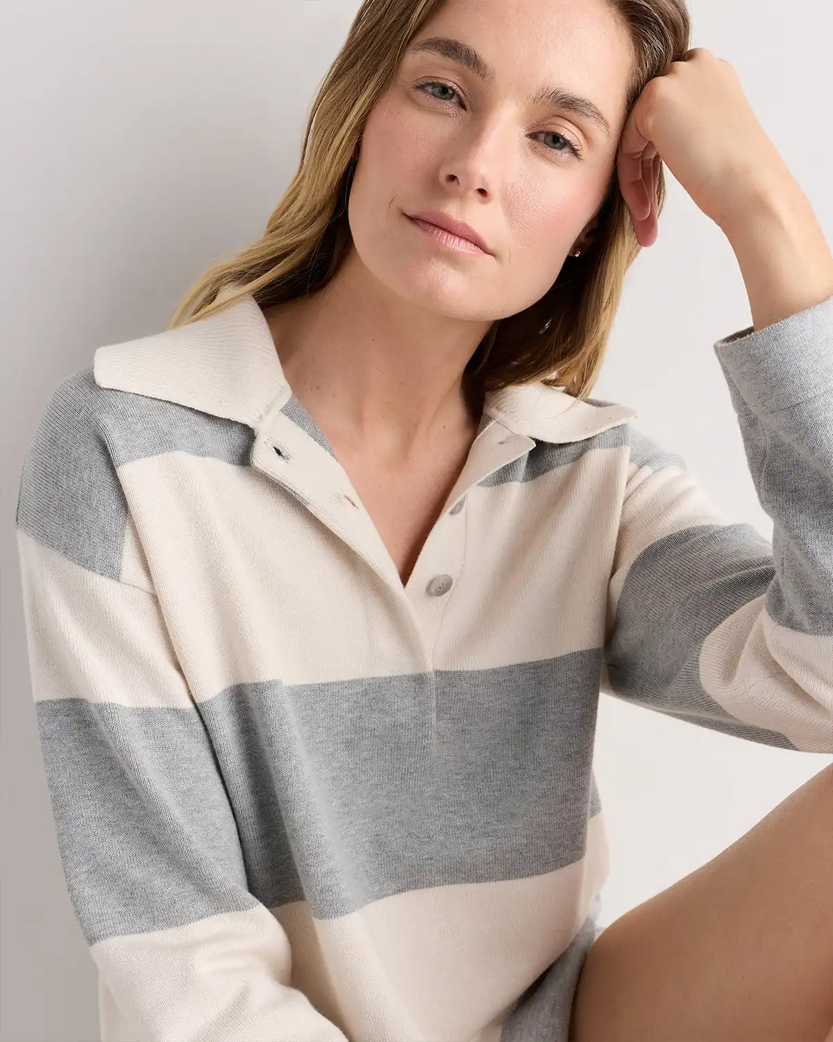 Cotton Cashmere Rugby Polo Sweater