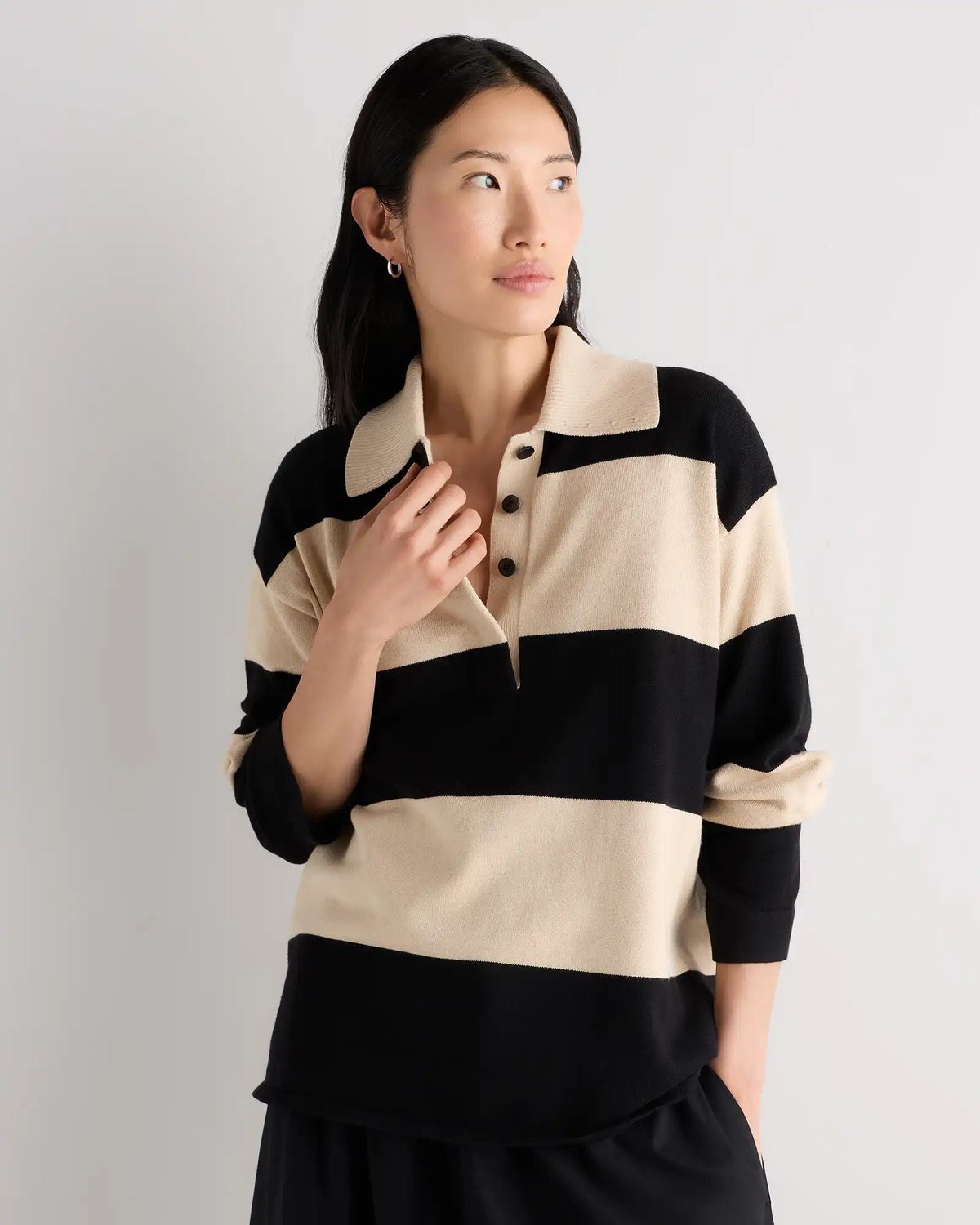 Cotton Cashmere Rugby Polo Sweater