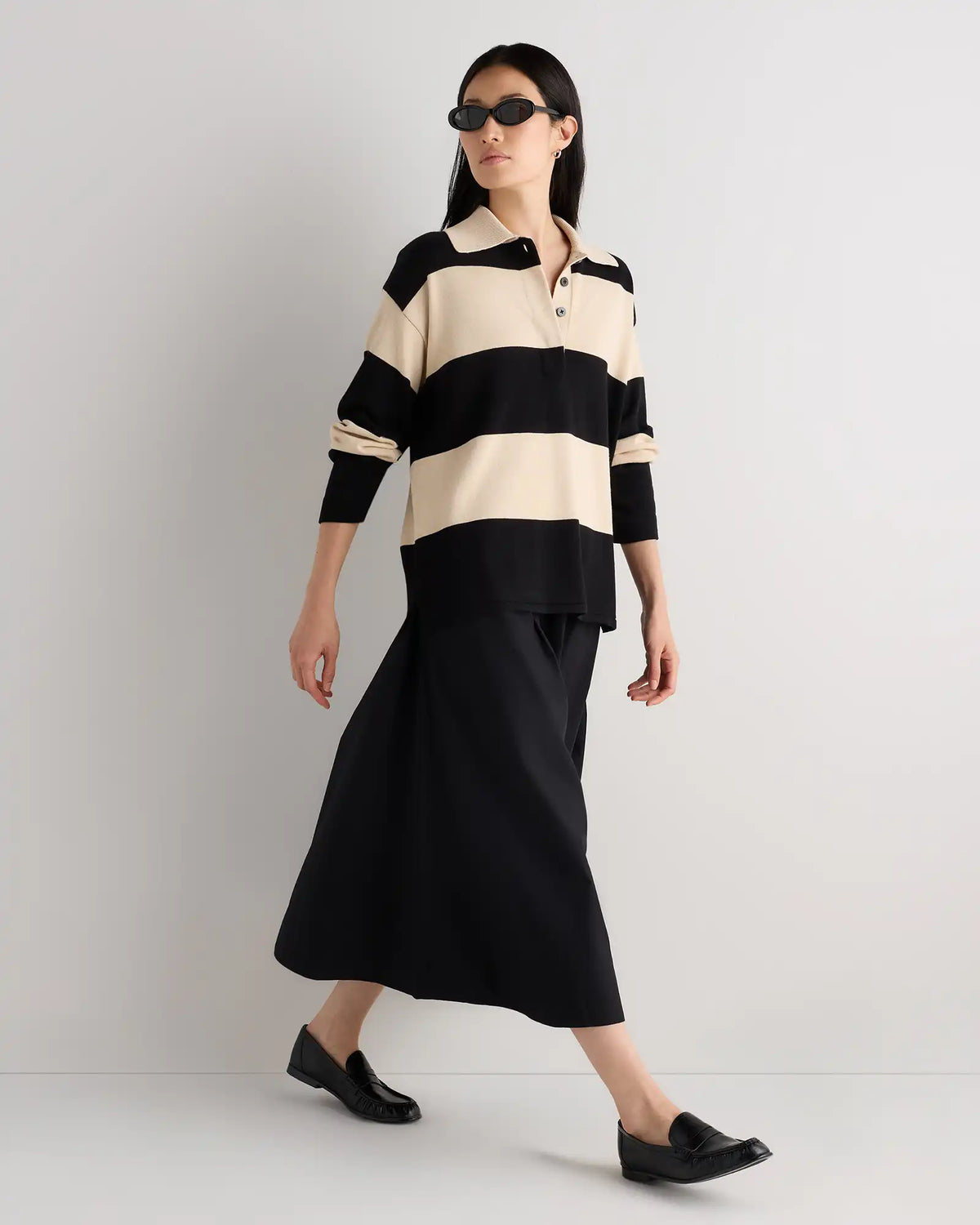 Cotton Cashmere Rugby Polo Sweater