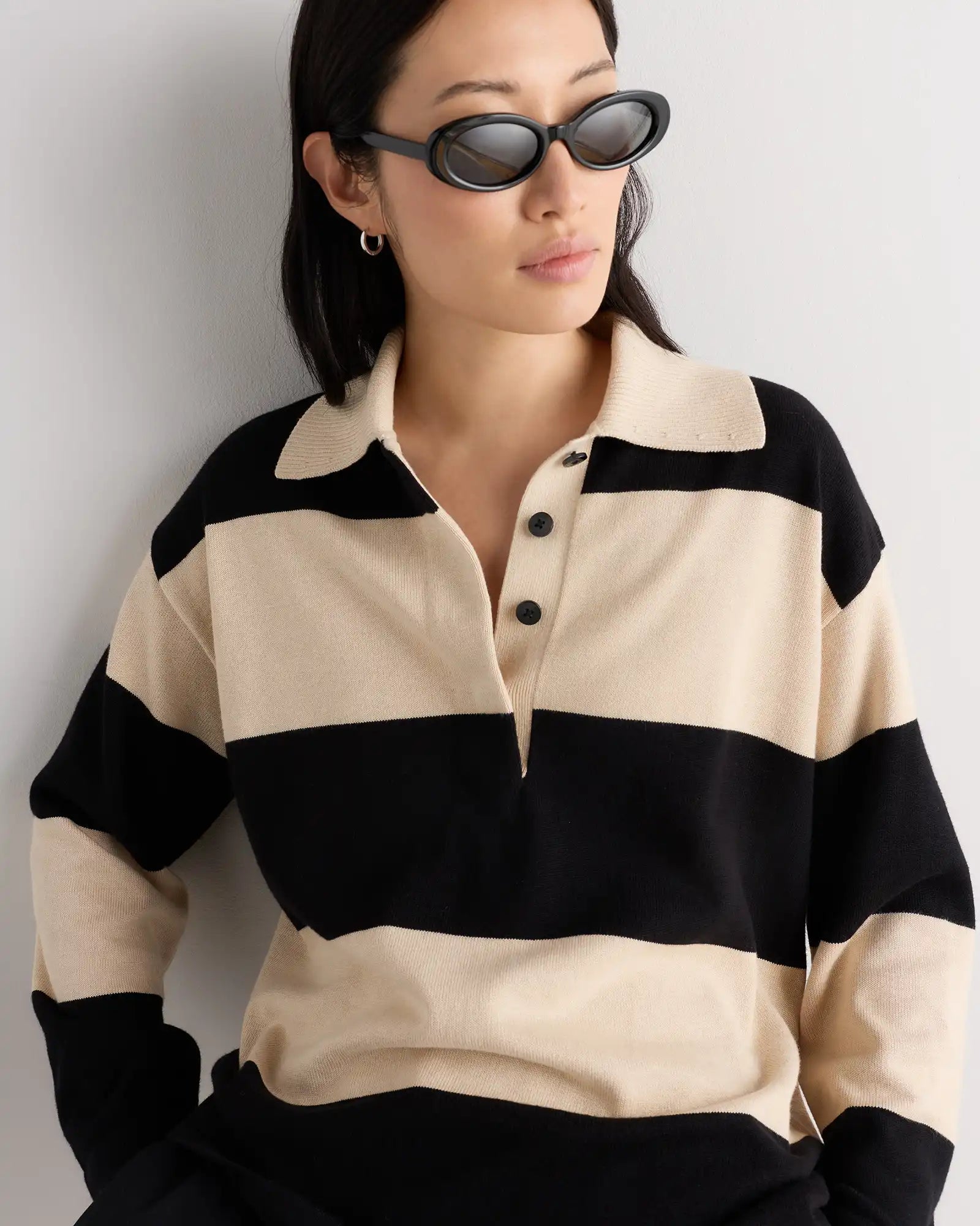 Cotton Cashmere Rugby Polo Sweater