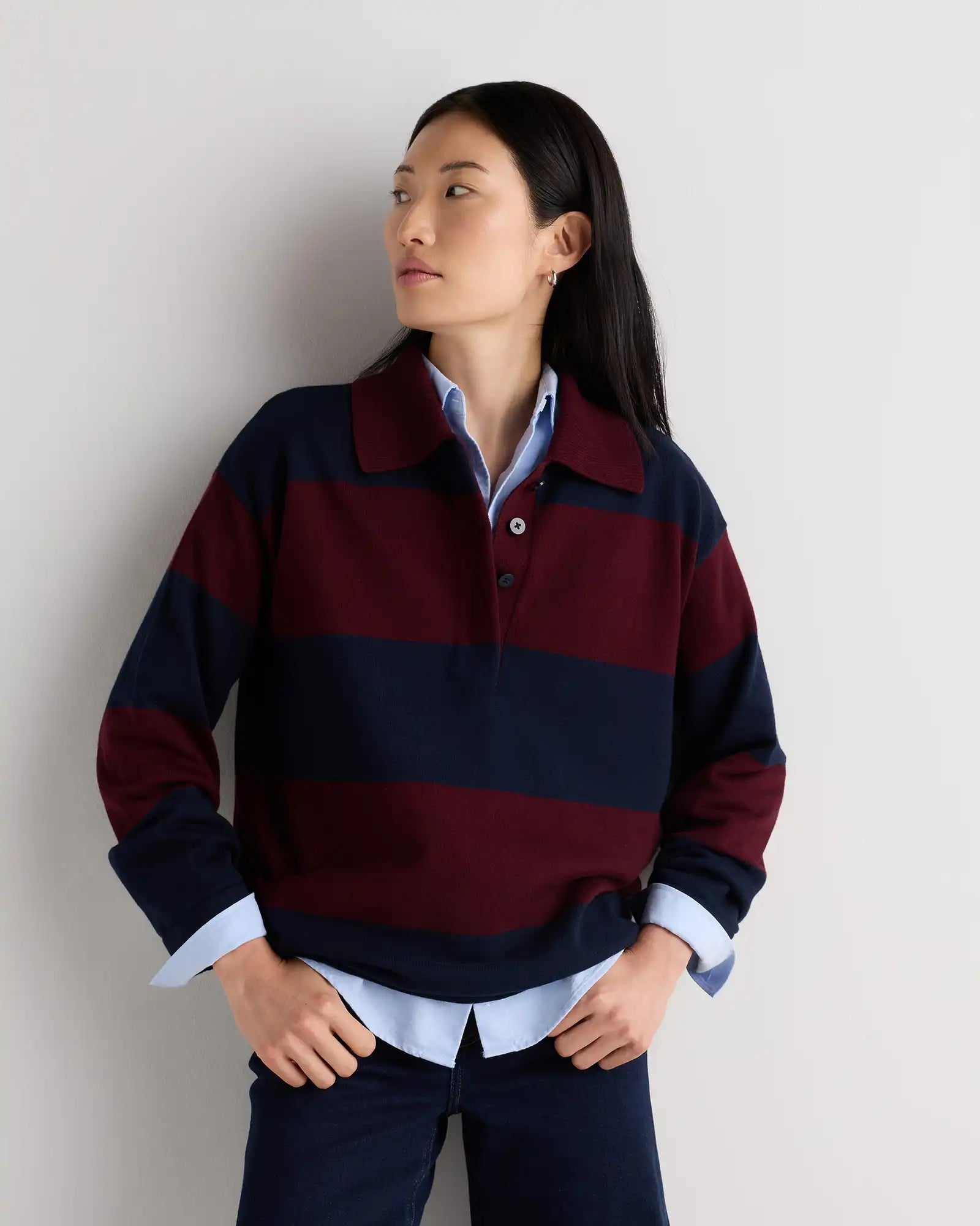 Cotton Cashmere Rugby Polo Sweater
