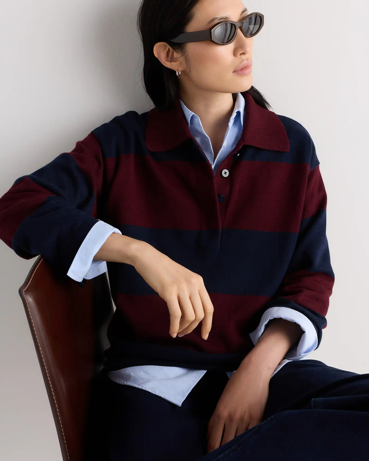 Cotton Cashmere Rugby Polo Sweater