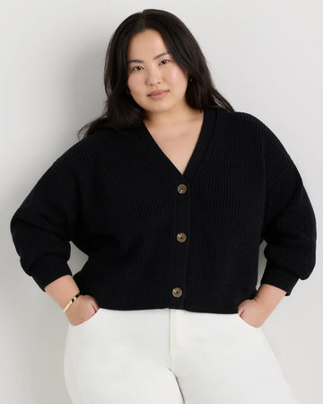 100% Organic Cotton Fisherman Boxy Cropped Cardigan