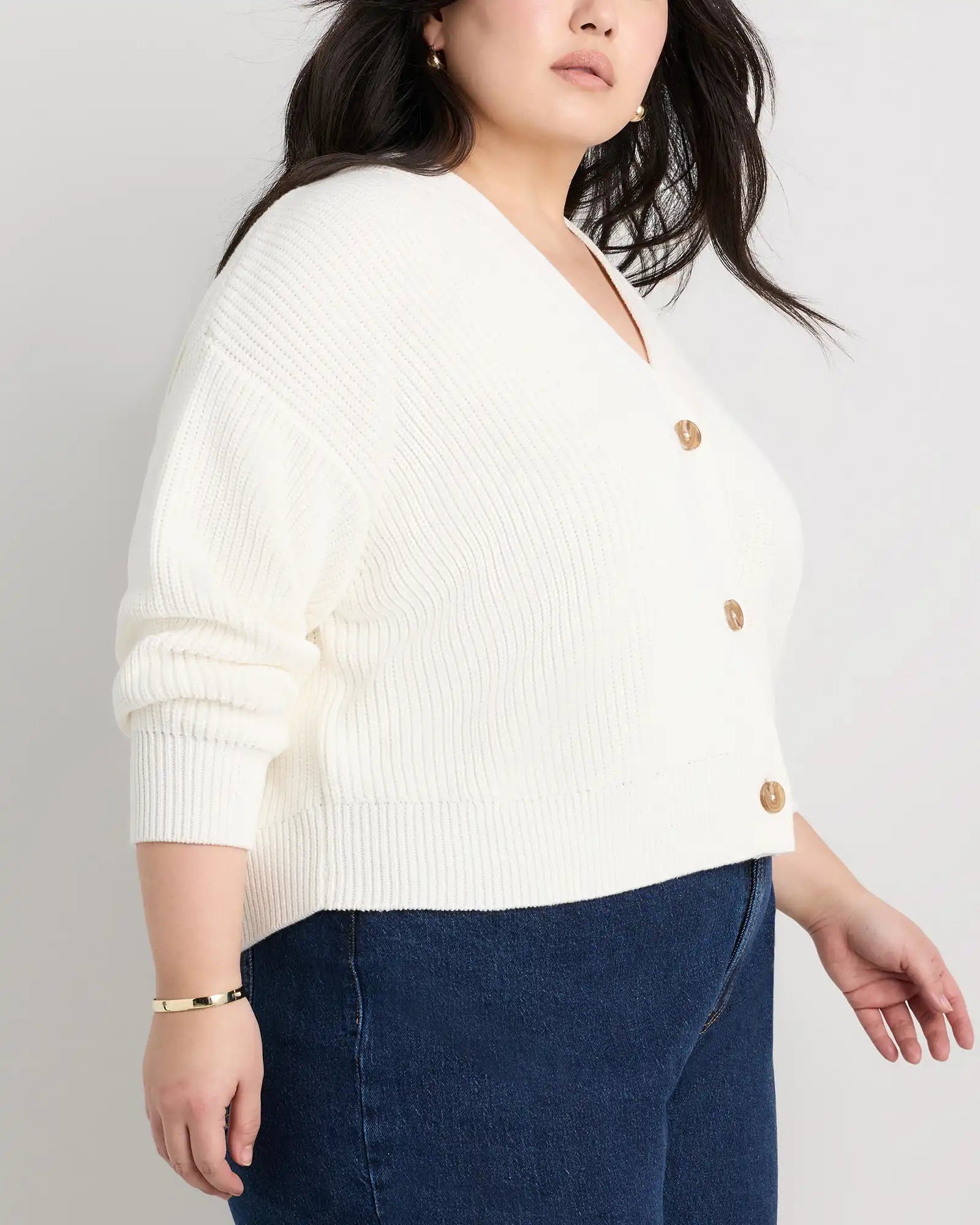 100% Organic Cotton Fisherman Boxy Cropped Cardigan