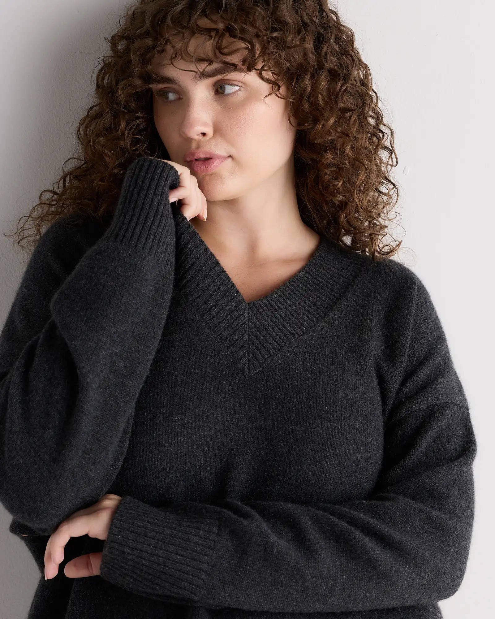 Mongolian Cashmere Oversized V-Neck Sweater