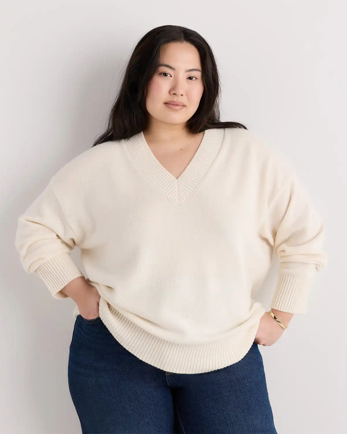Mongolian Cashmere Oversized V-Neck Sweater