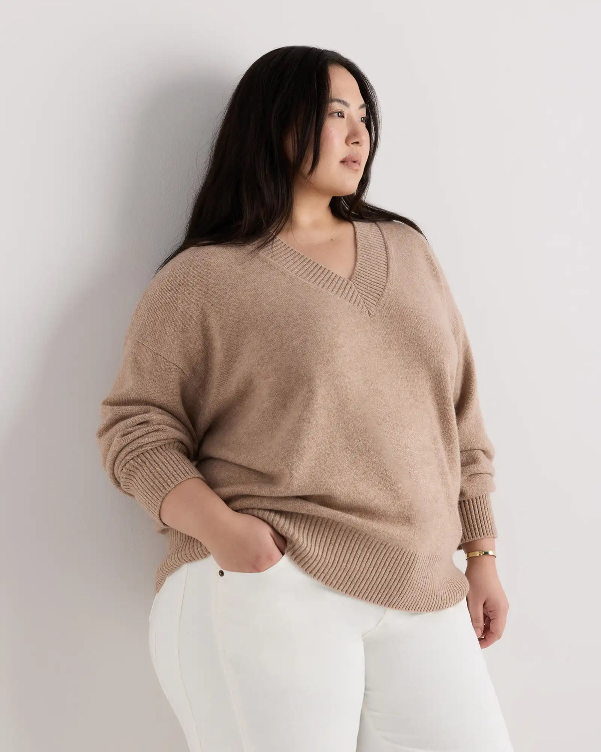 Mongolian Cashmere Oversized V-Neck Sweater