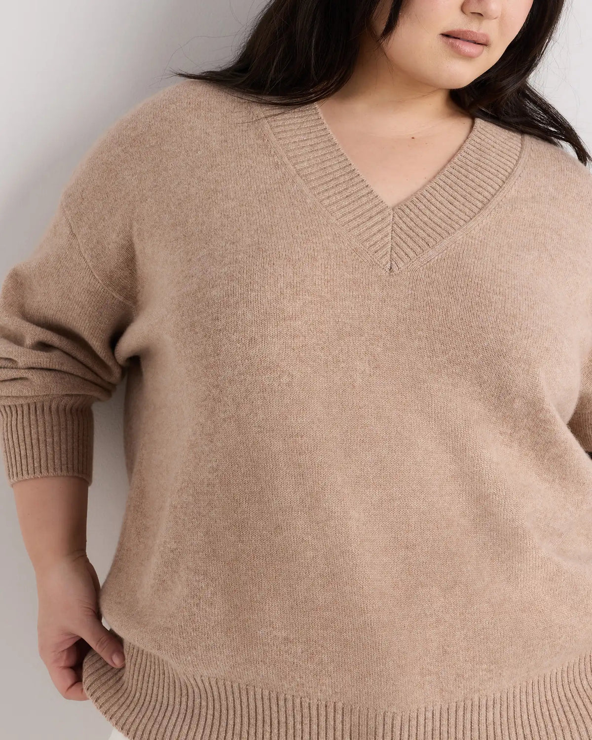 Mongolian Cashmere Oversized V-Neck Sweater