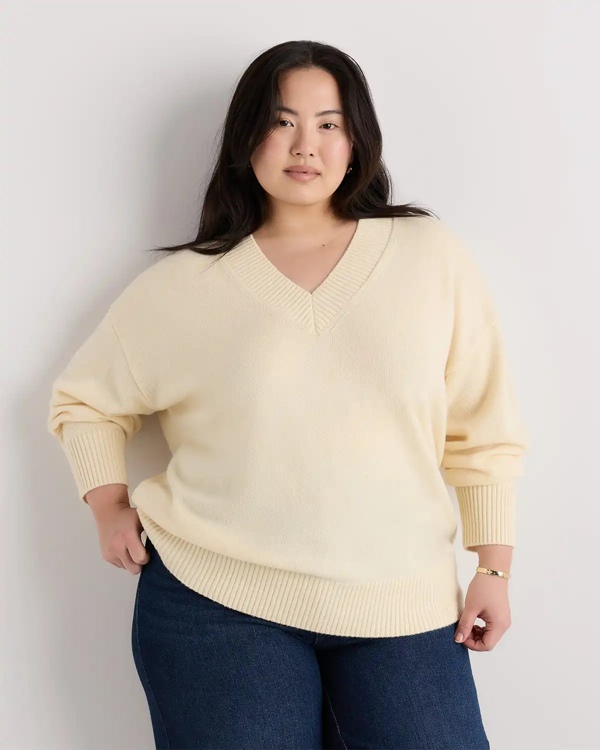 Mongolian Cashmere Oversized V-Neck Sweater