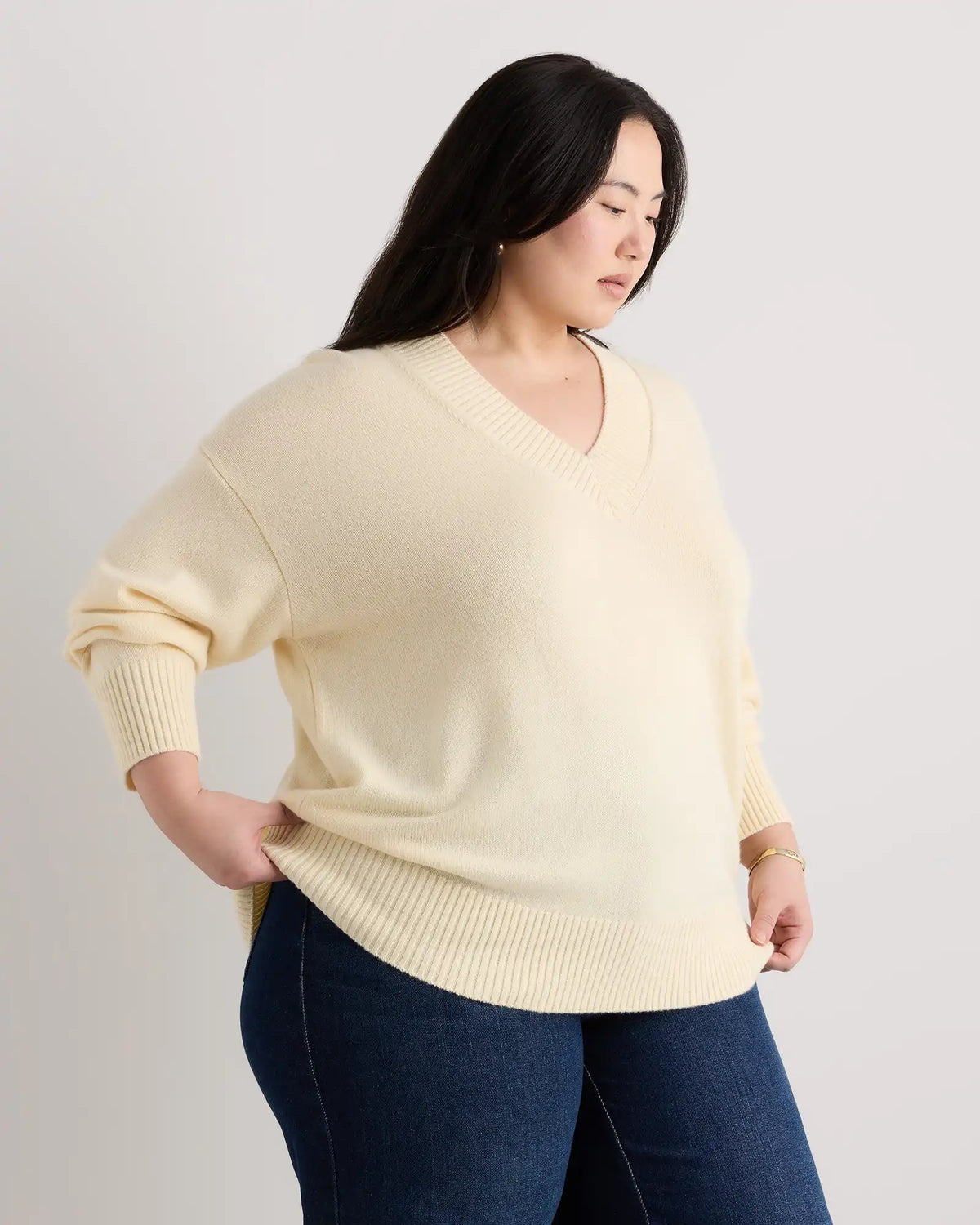 Mongolian Cashmere Oversized V-Neck Sweater