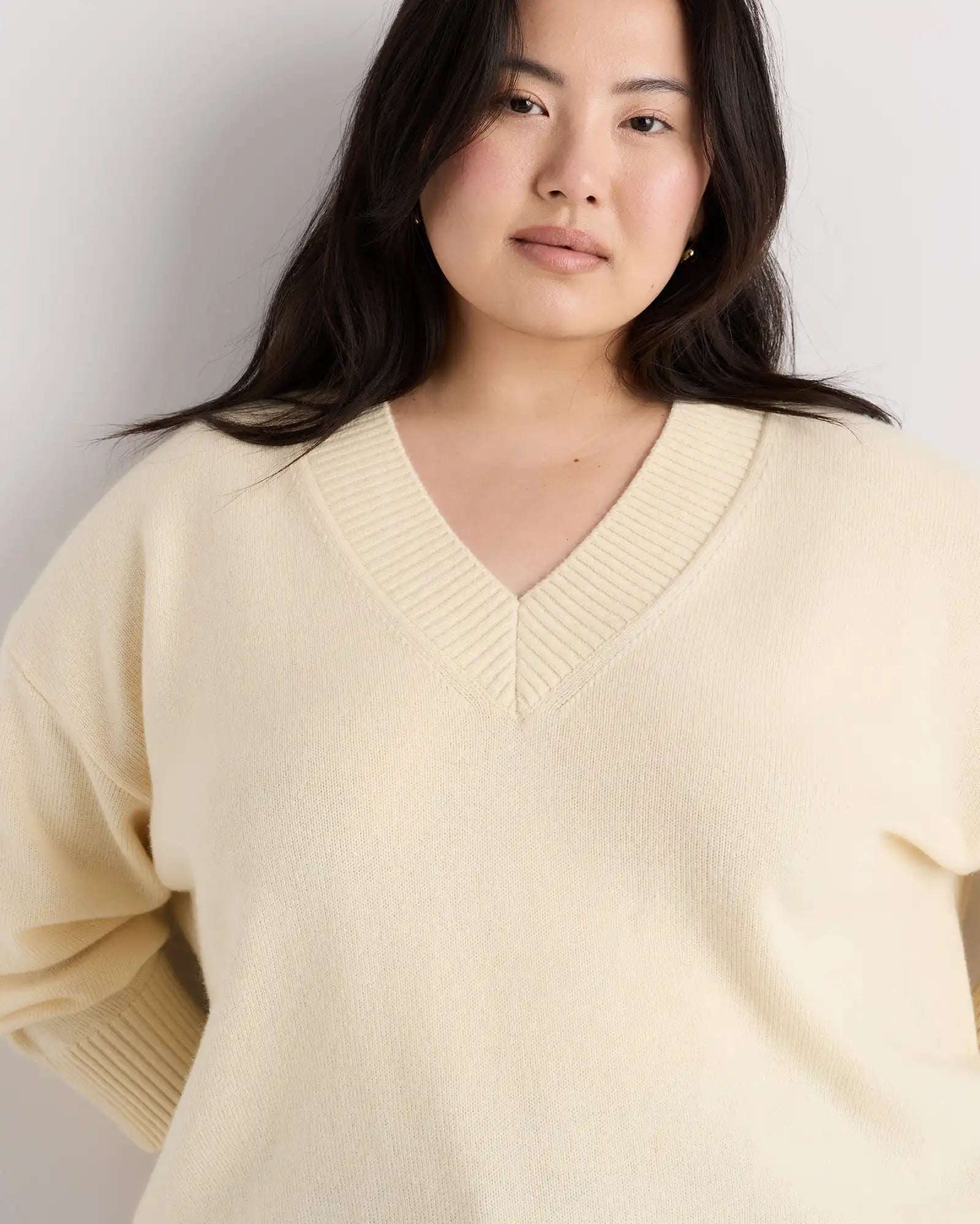 Mongolian Cashmere Oversized V-Neck Sweater