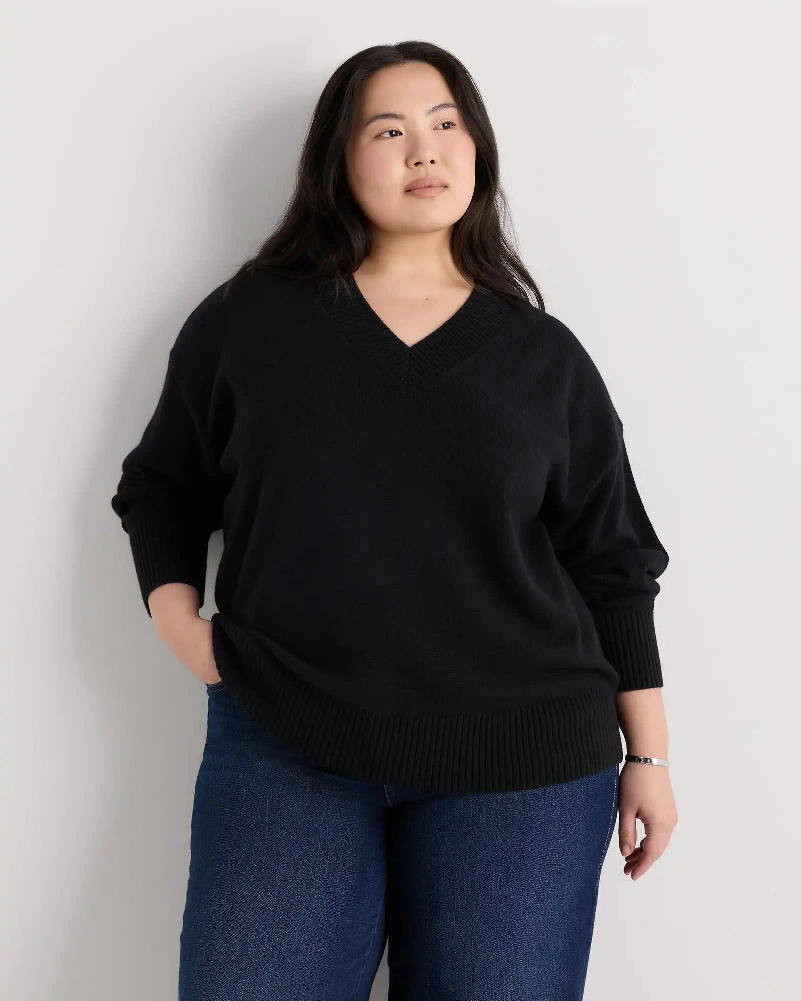 Mongolian Cashmere Oversized V-Neck Sweater