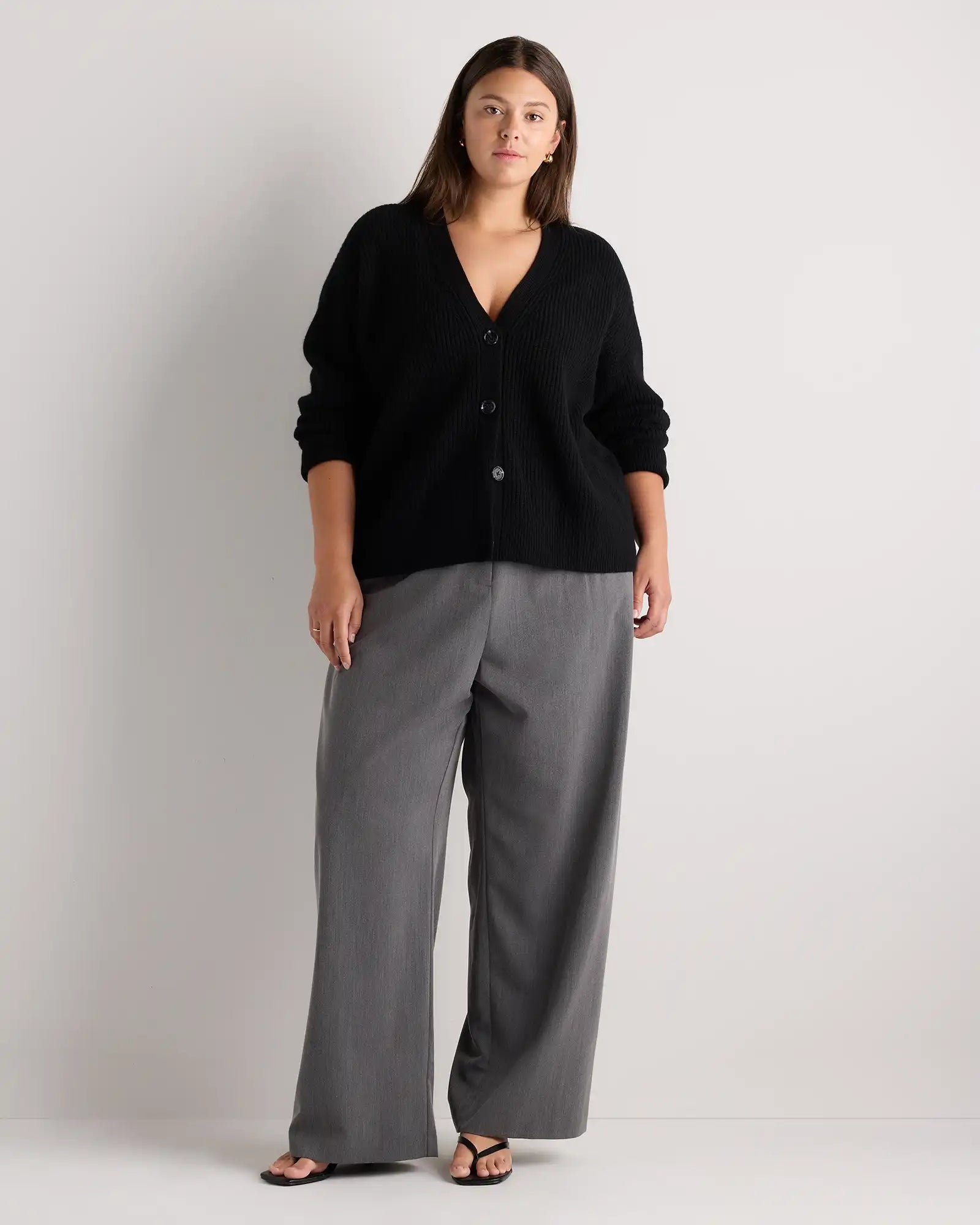 Mongolian Cashmere Fisherman Boxy Cropped Cardigan Sweater