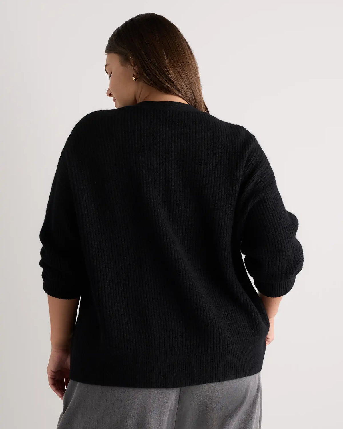Mongolian Cashmere Fisherman Boxy Cropped Cardigan Sweater