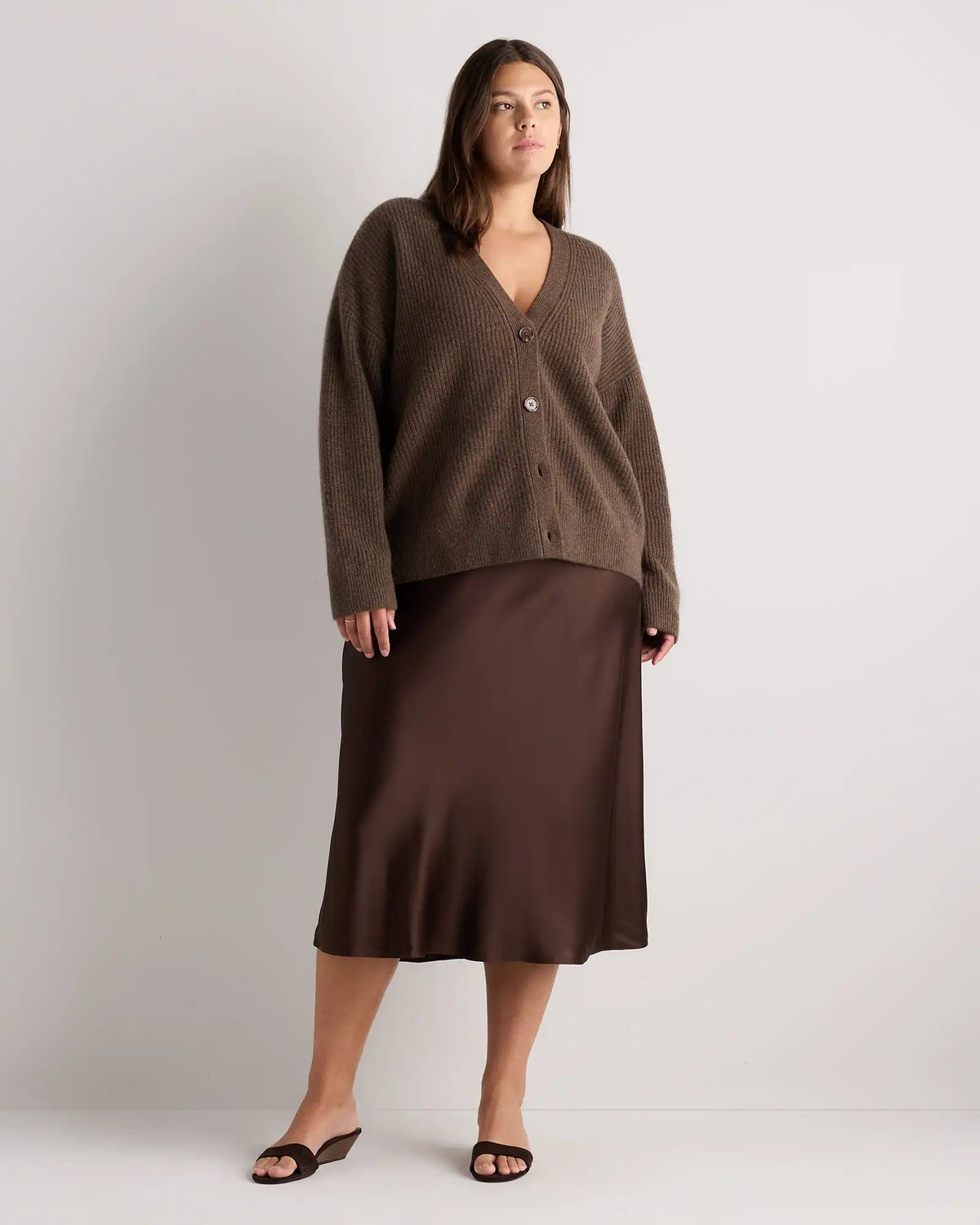 Mongolian Cashmere Fisherman Boxy Cropped Cardigan Sweater