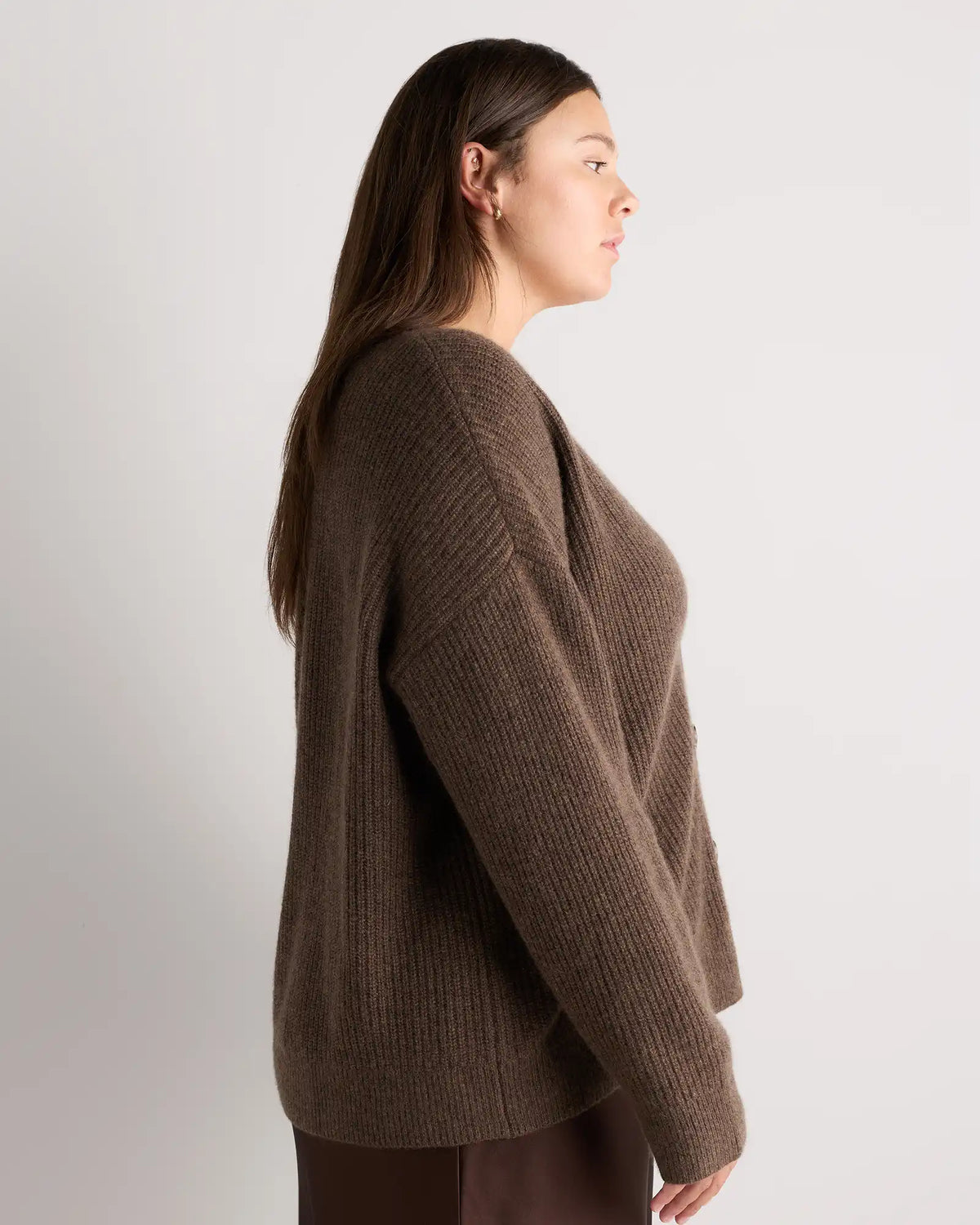 Mongolian Cashmere Fisherman Boxy Cropped Cardigan Sweater
