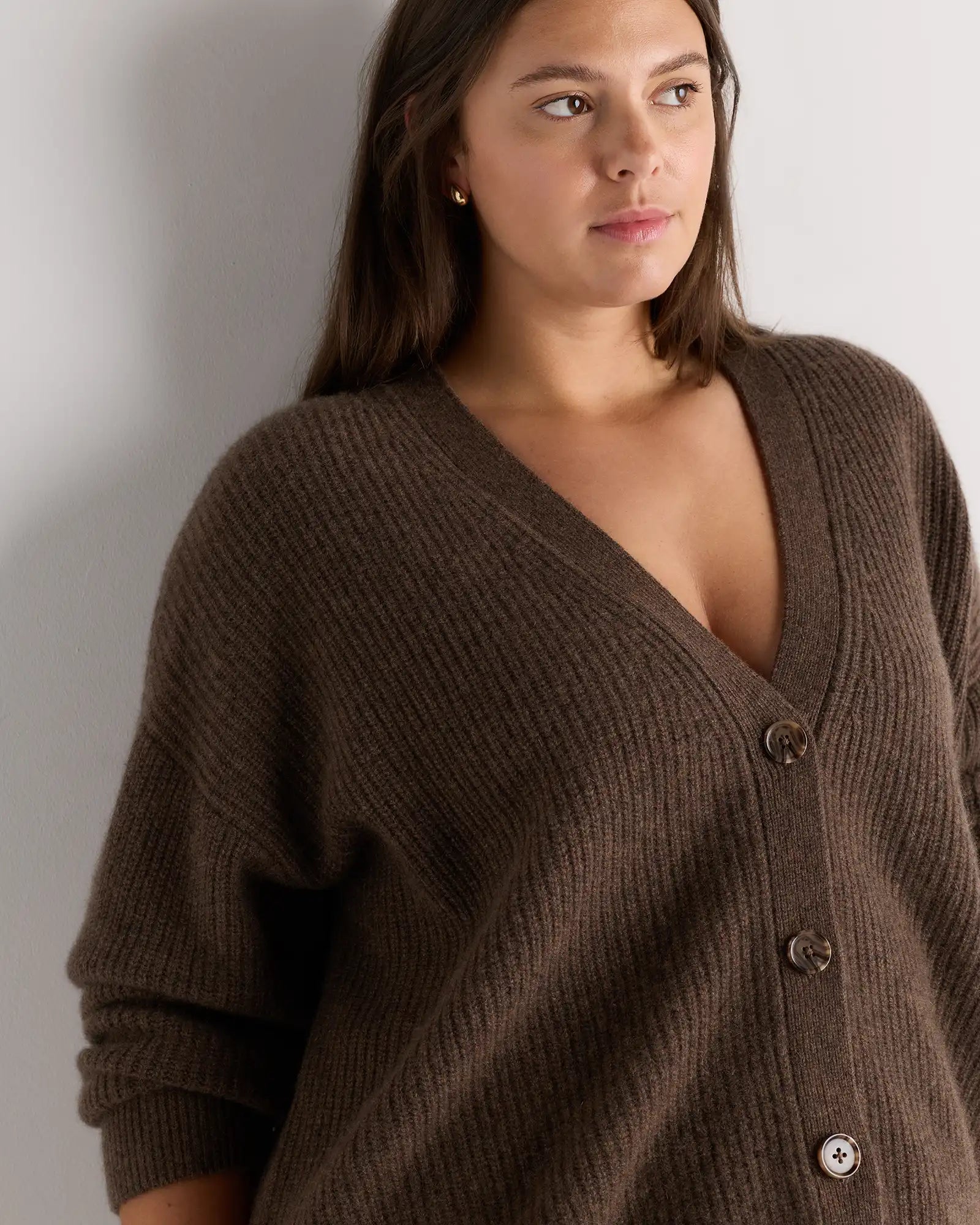 Mongolian Cashmere Fisherman Boxy Cropped Cardigan Sweater