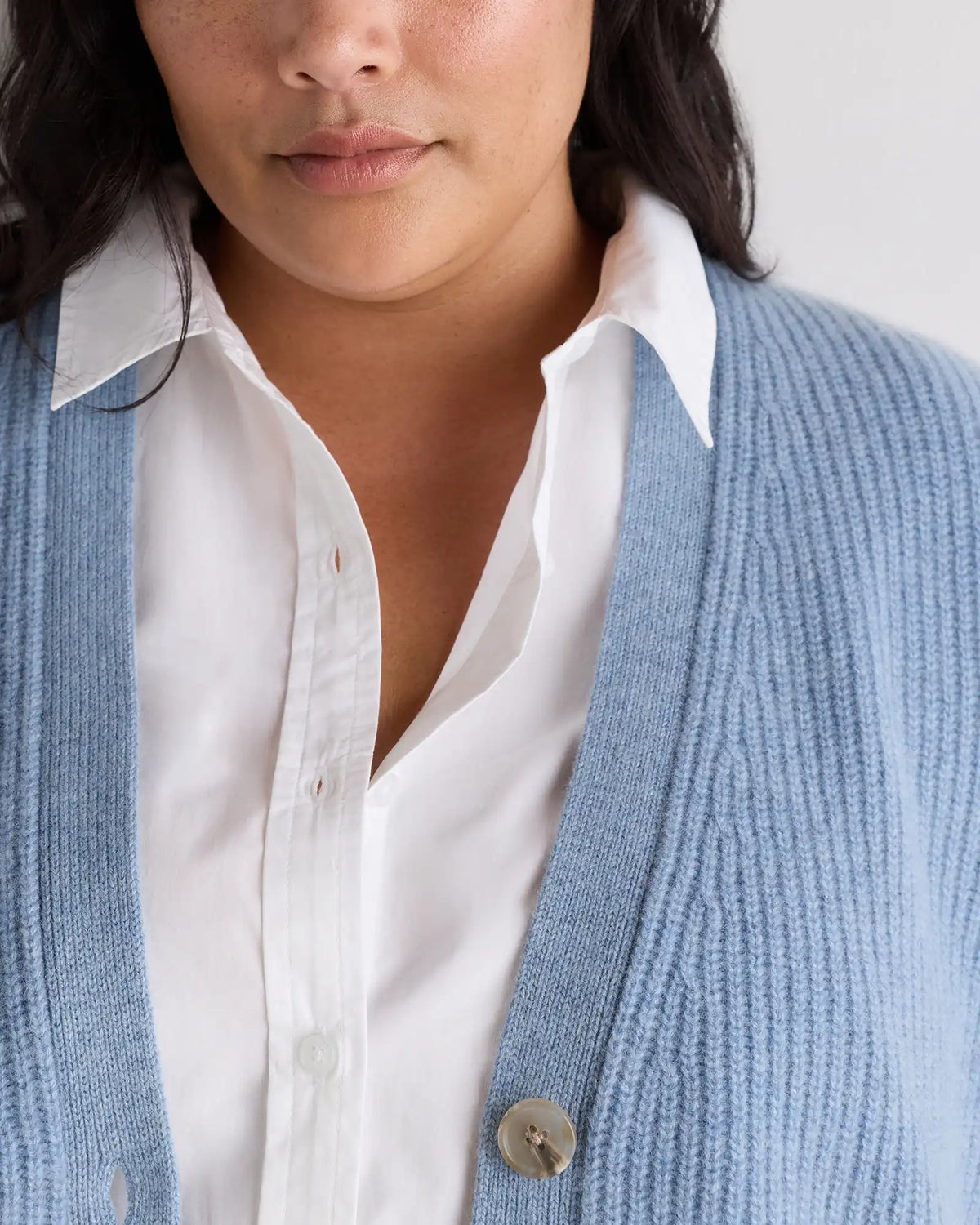 Mongolian Cashmere Fisherman Boxy Cropped Cardigan Sweater