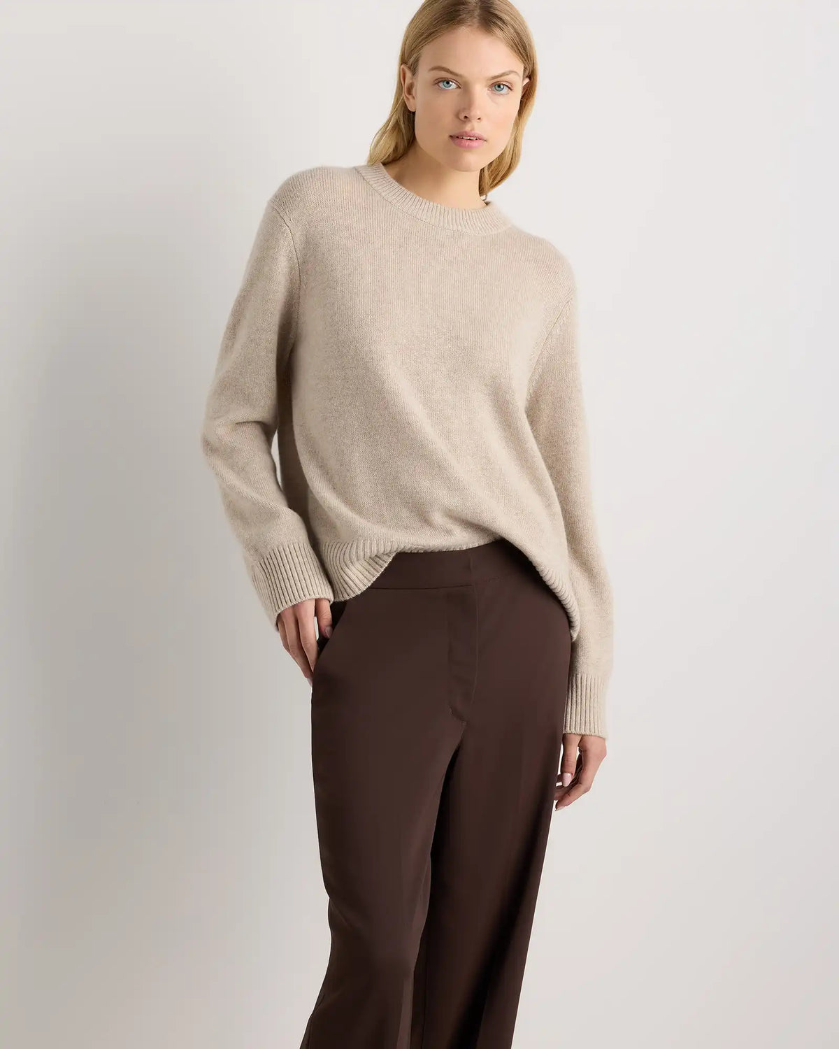 Mongolian Cashmere Oversized Crewneck Sweater