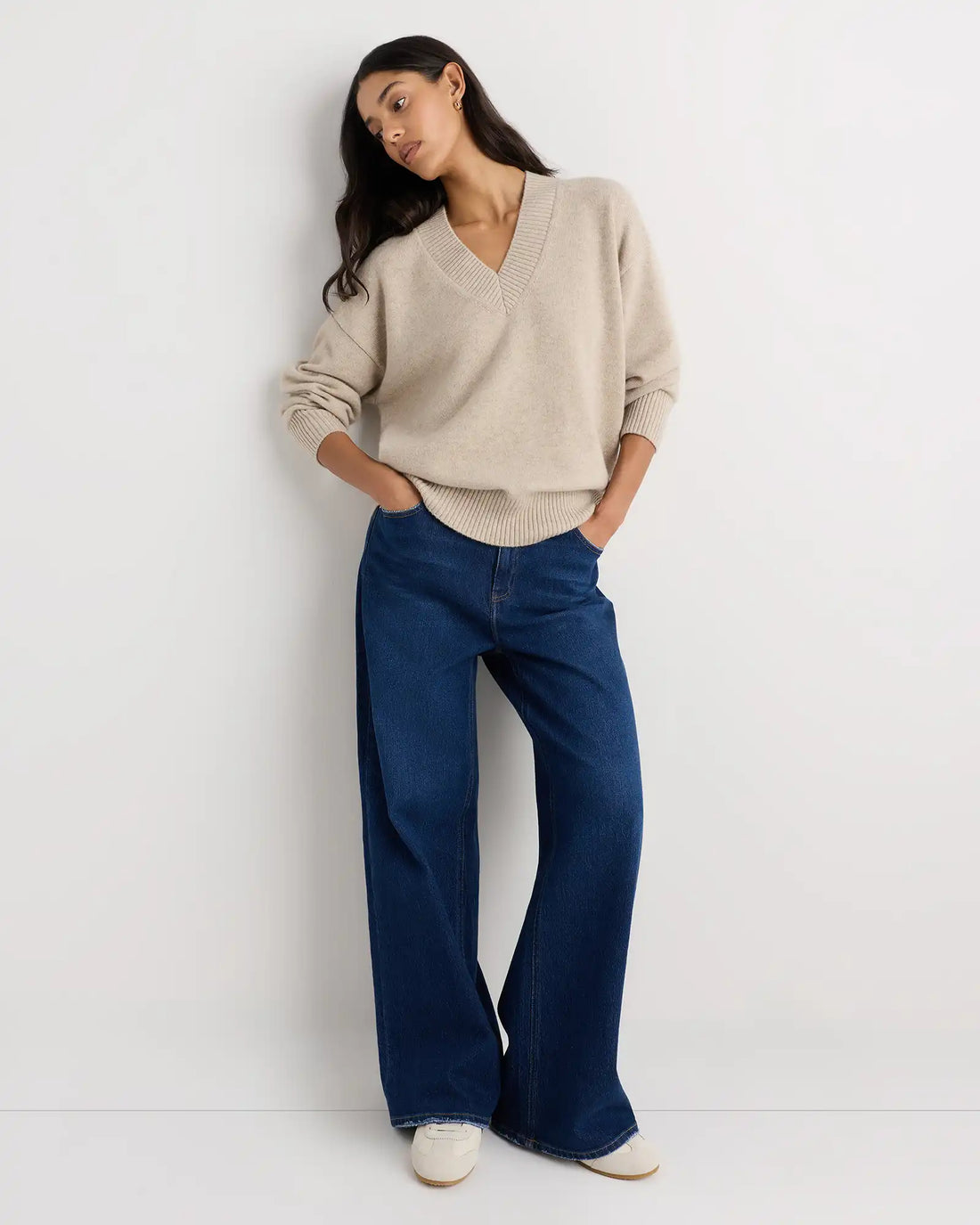 Mongolian Cashmere Oversized V-Neck Sweater