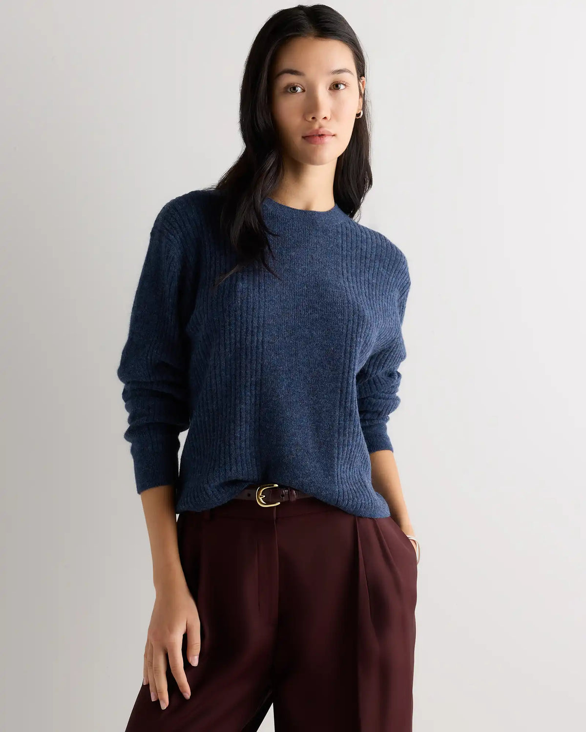 Lightweight Baby Alpaca Relaxed Ribbed Crewneck