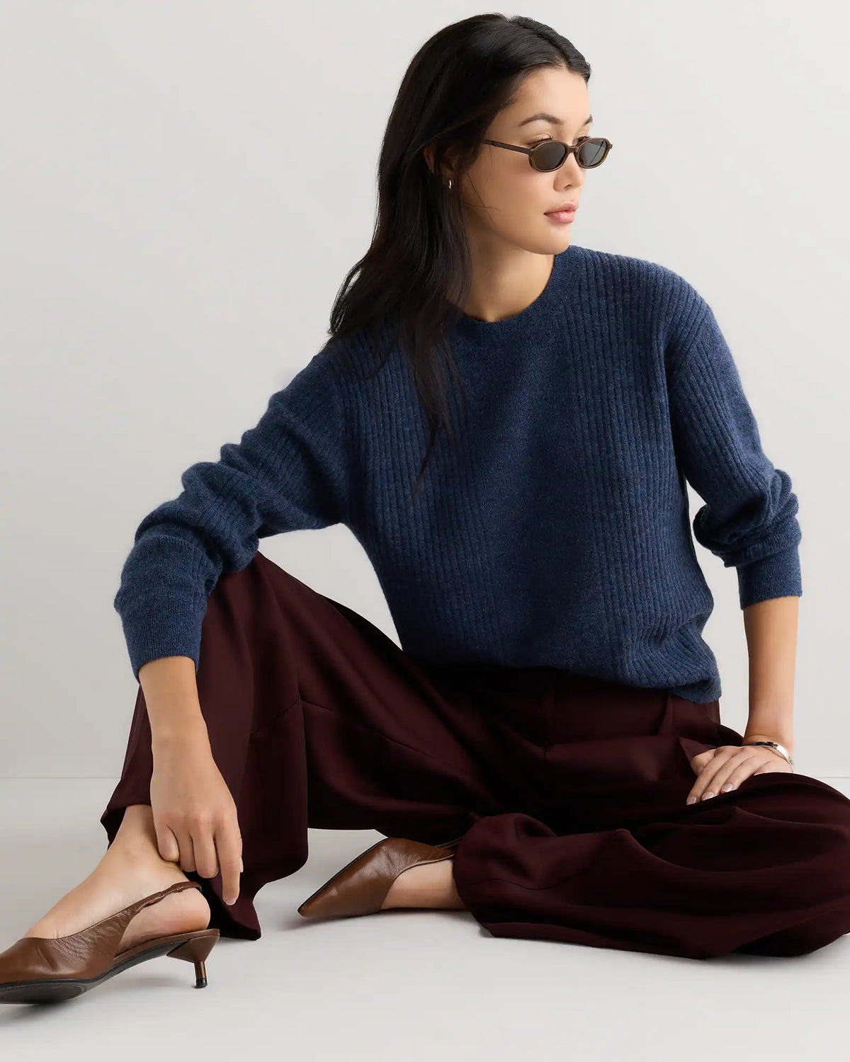 Lightweight Baby Alpaca Relaxed Ribbed Crewneck