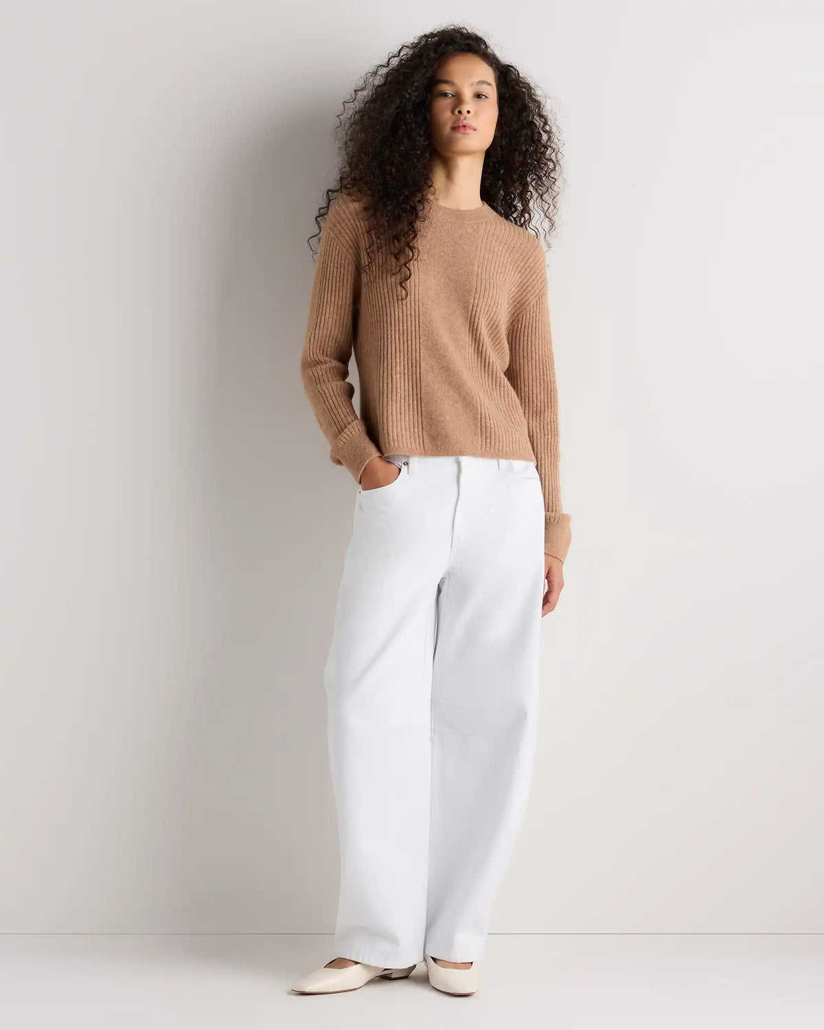 Lightweight Baby Alpaca Relaxed Ribbed Crewneck