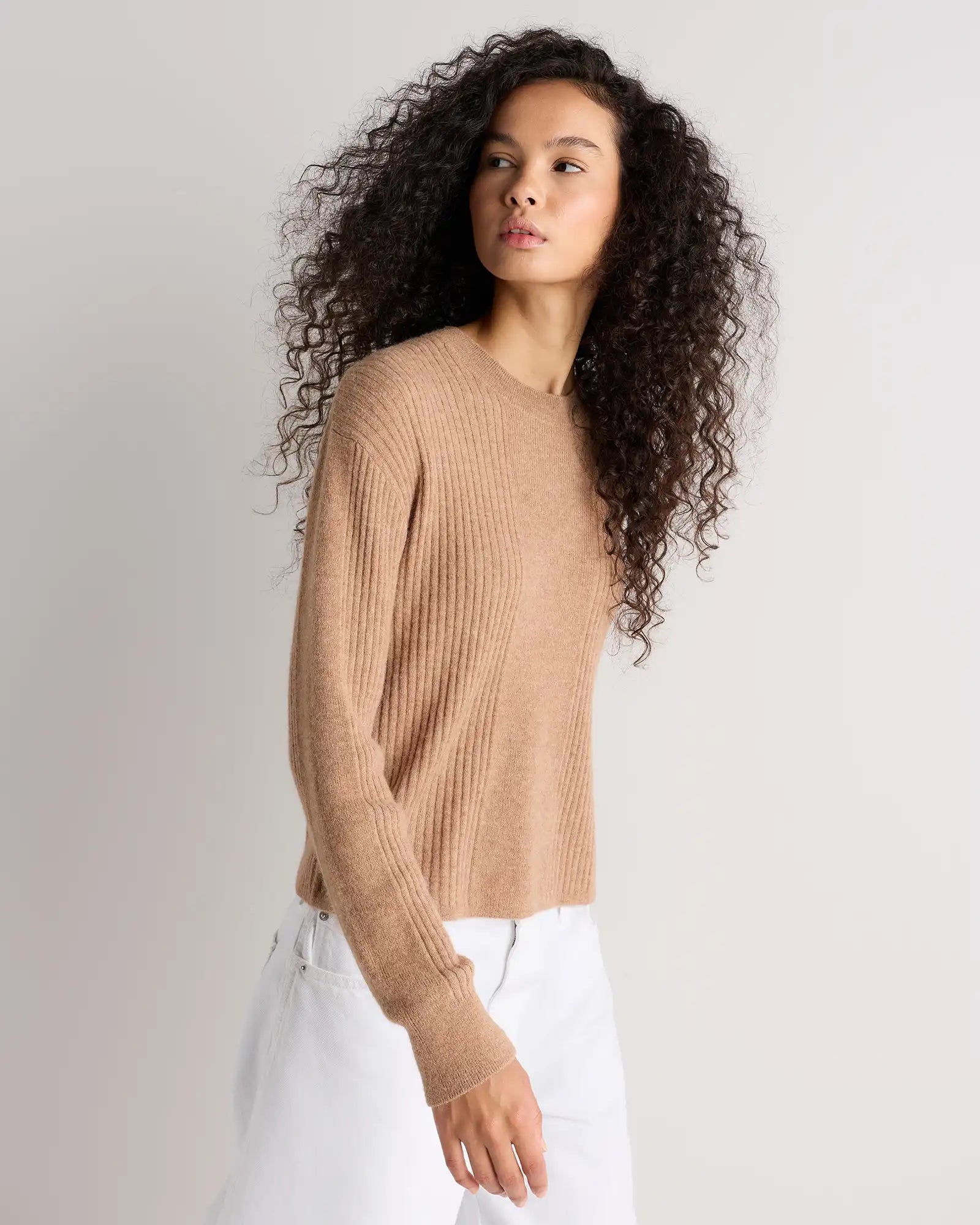 Lightweight Baby Alpaca Relaxed Ribbed Crewneck