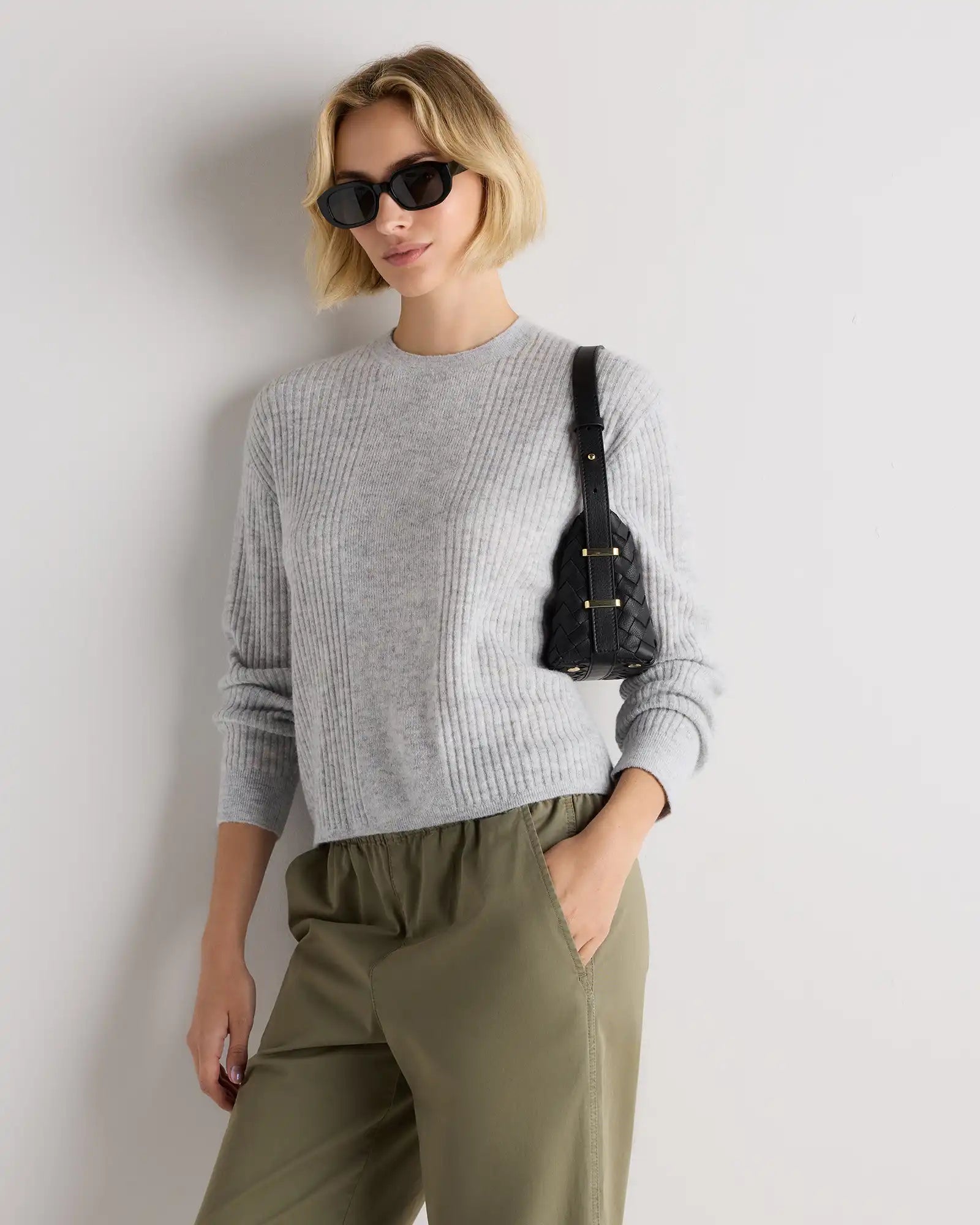 Lightweight Baby Alpaca Relaxed Ribbed Crewneck