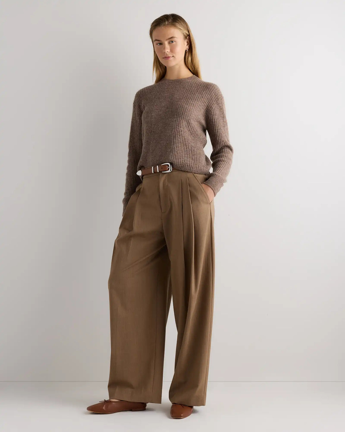 Lightweight Baby Alpaca Relaxed Ribbed Crewneck