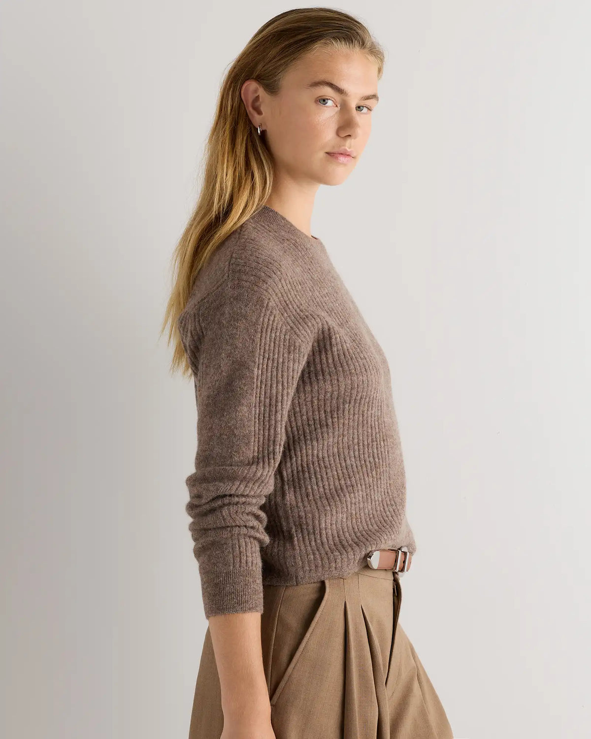 Lightweight Baby Alpaca Relaxed Ribbed Crewneck