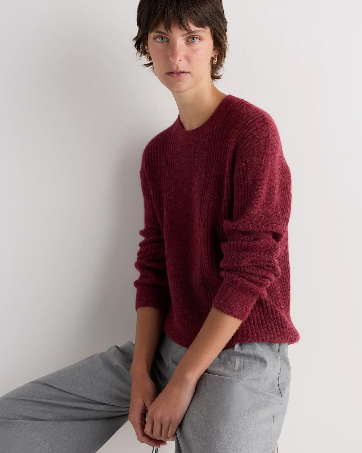 Lightweight Baby Alpaca Relaxed Ribbed Crewneck