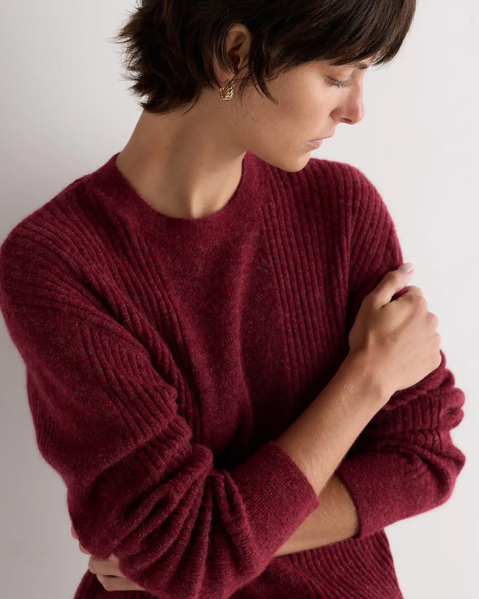 Lightweight Baby Alpaca Relaxed Ribbed Crewneck